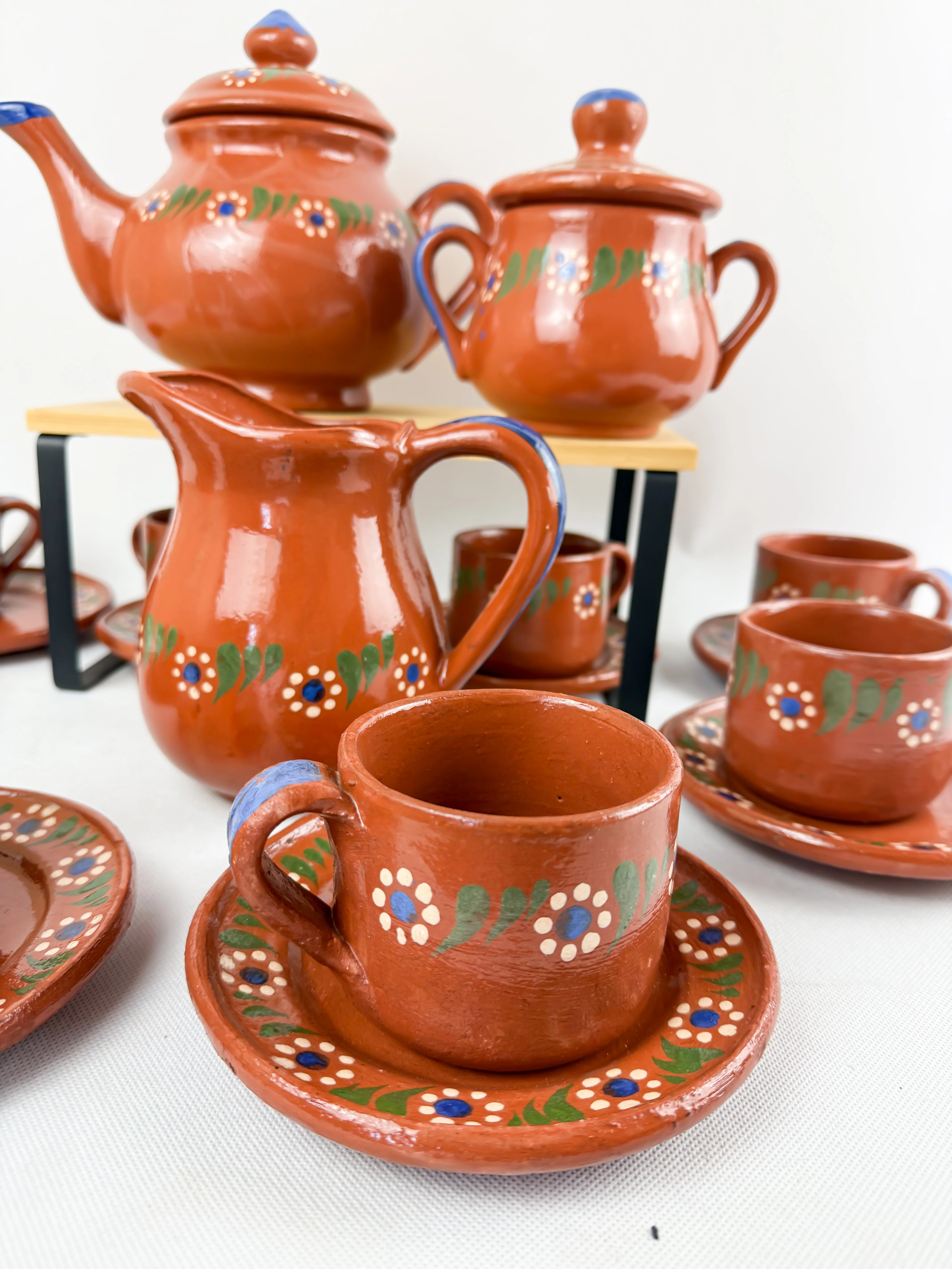 Traditional Mexican Tea Pot Set 16pc - Juego de Te Barro - Image 12