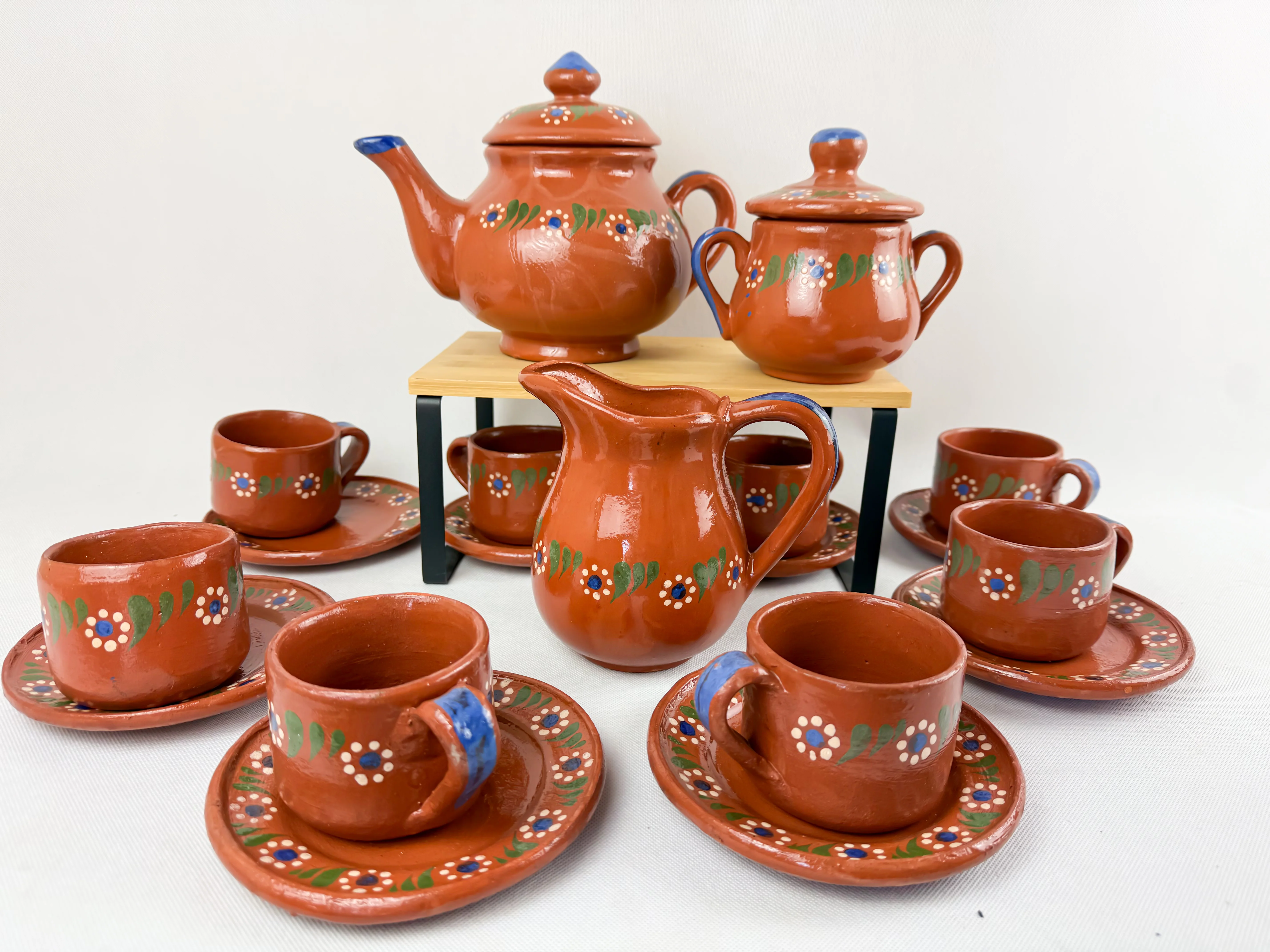Traditional Mexican Tea Pot Set 16pc - Juego de Te Barro - Image 13