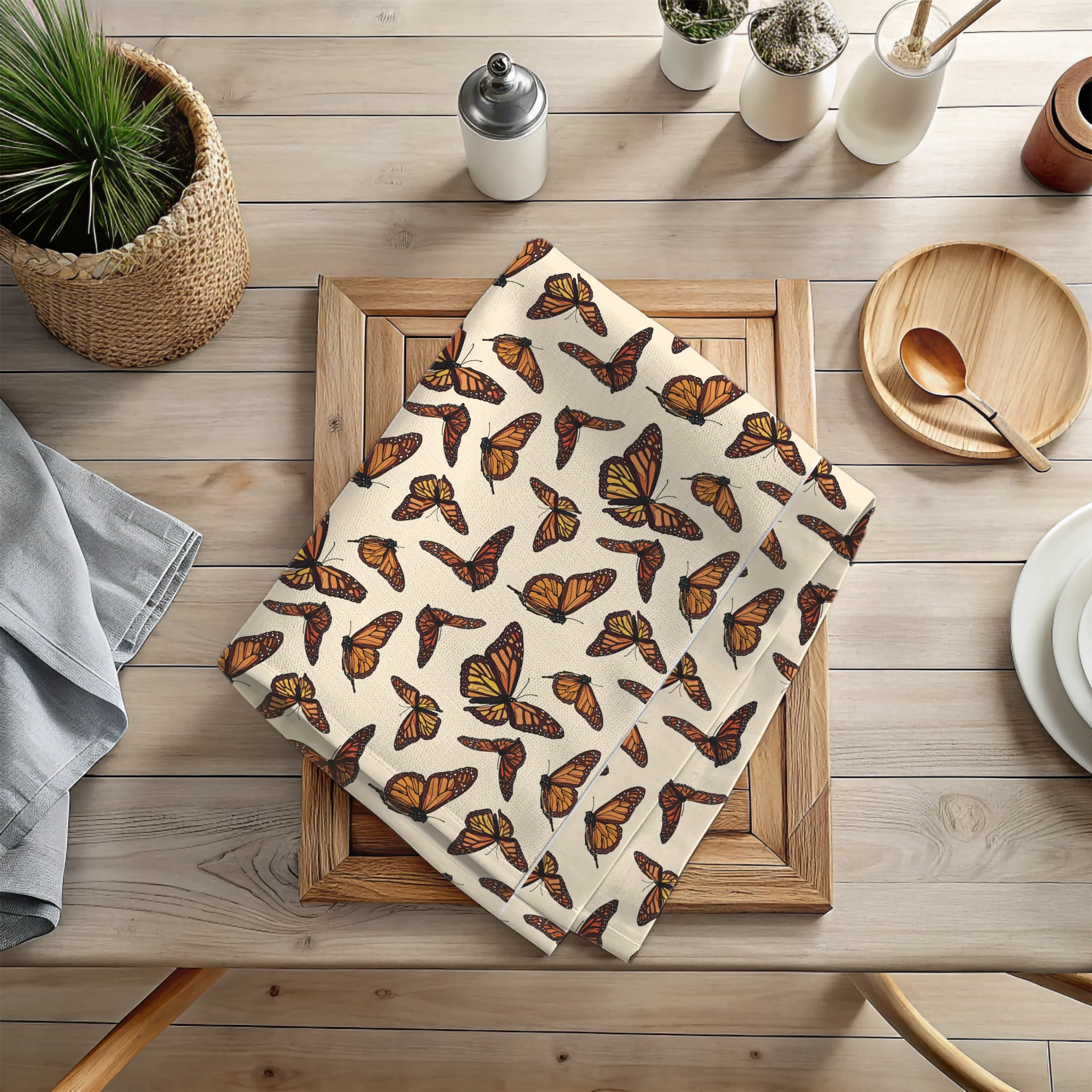 Monarch butterflies kitchen towel. Set of 2 kitchen towels. - Image 11