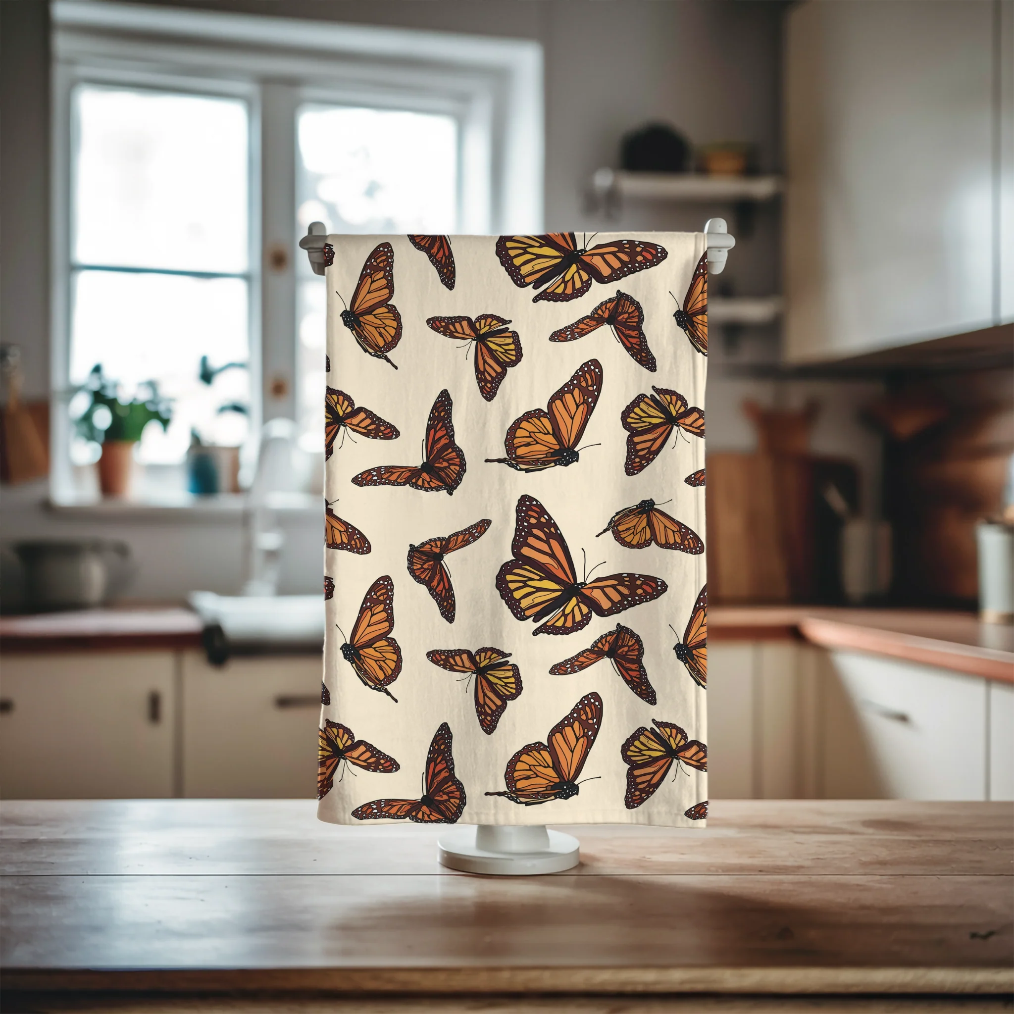 Monarch butterflies kitchen towel. Set of 2 kitchen towels. - Image 5
