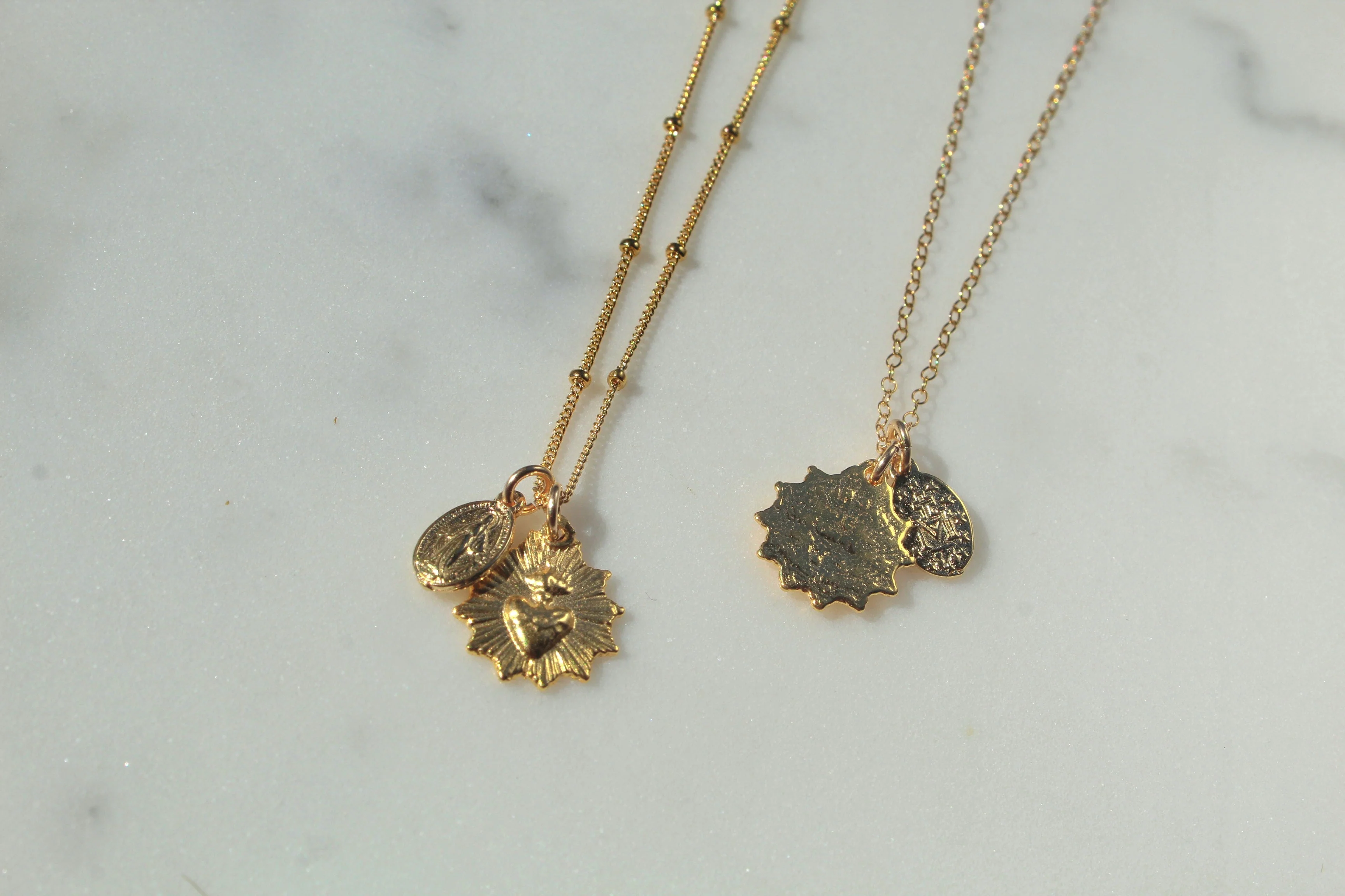 Gold Vermeil Sacred Heart and Miraculous Medal Necklace - Image 11