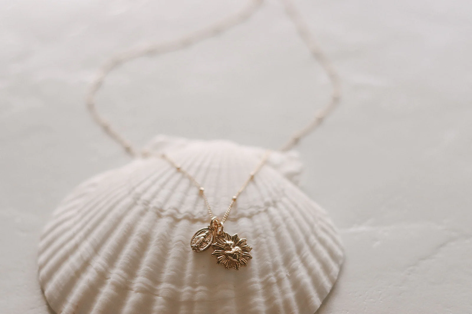 Gold Vermeil Sacred Heart and Miraculous Medal Necklace - Image 13