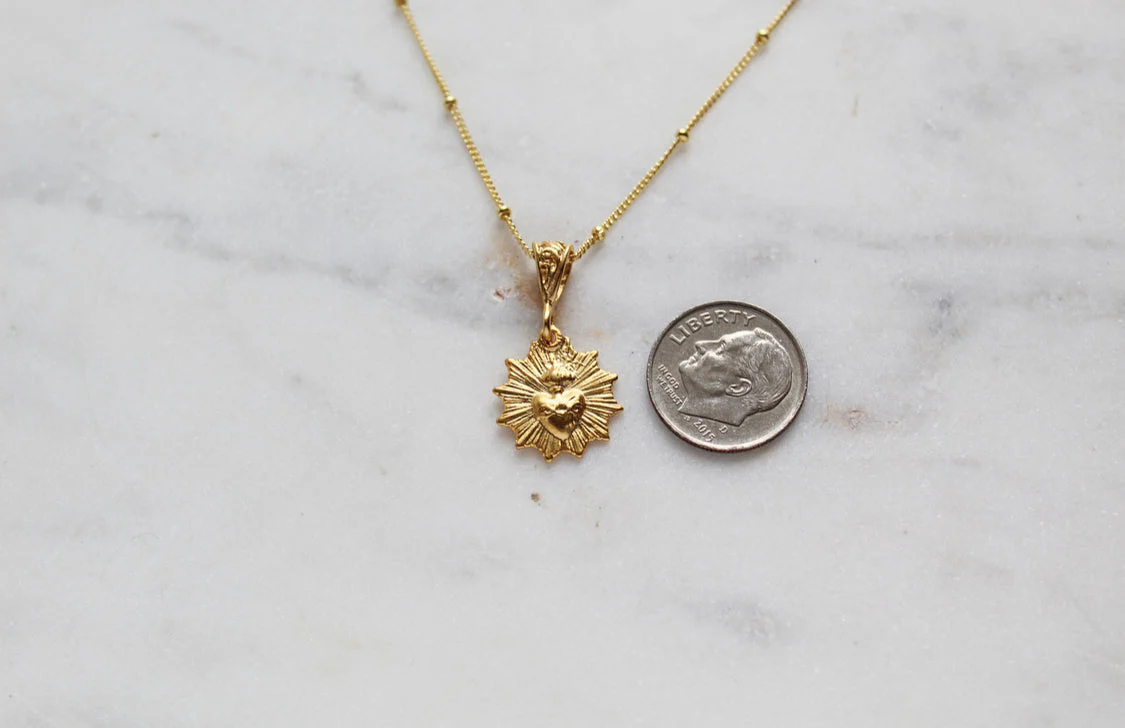 Gold Vermeil Most Sacred Heart Scalloped Necklace - Image 11