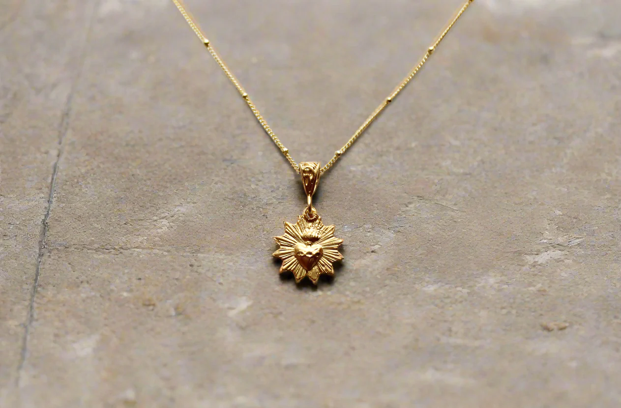 Gold Vermeil Most Sacred Heart Scalloped Necklace - Image 15