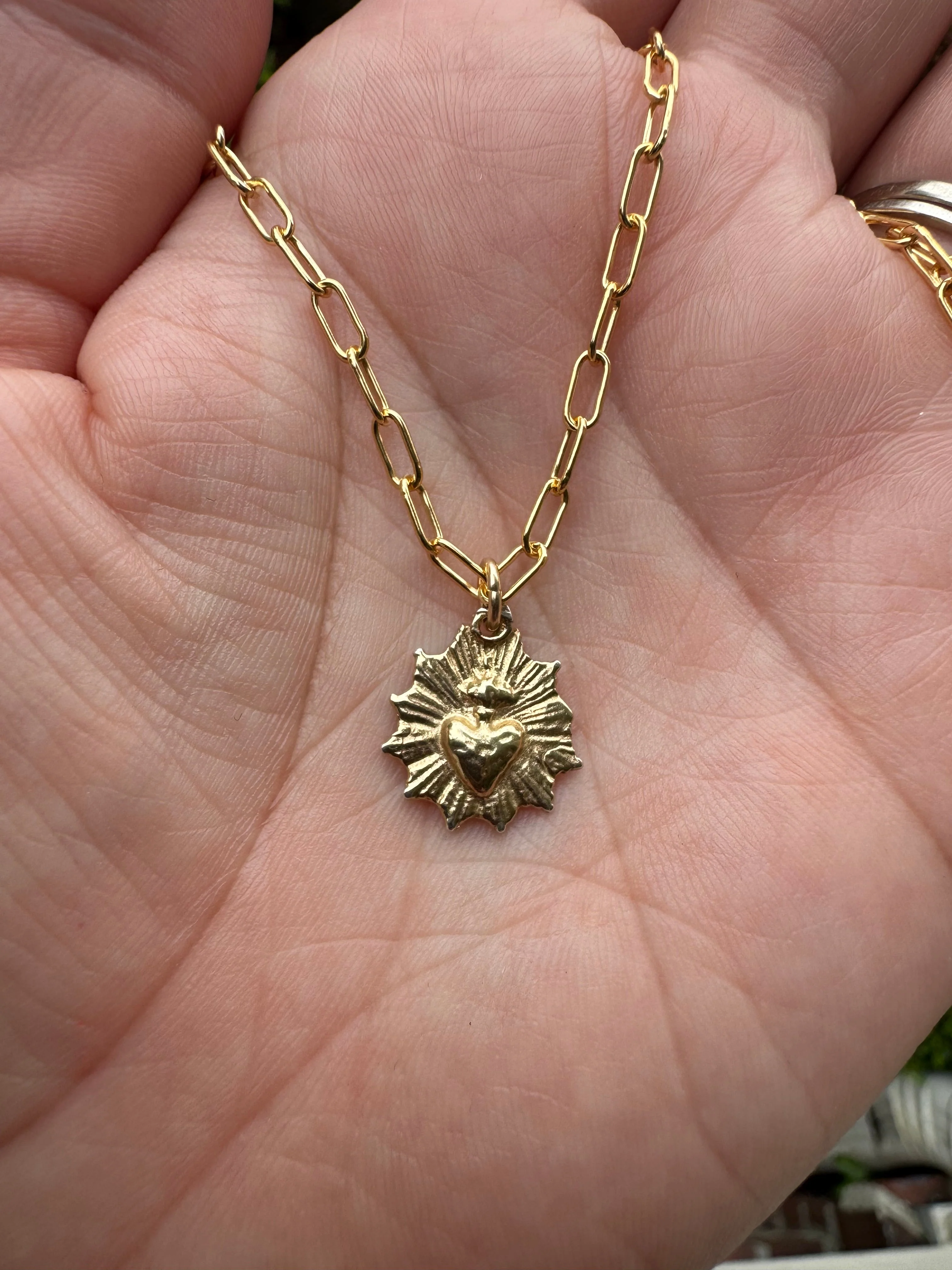 Gold Vermeil Most Sacred Heart Scalloped Necklace - Image 16