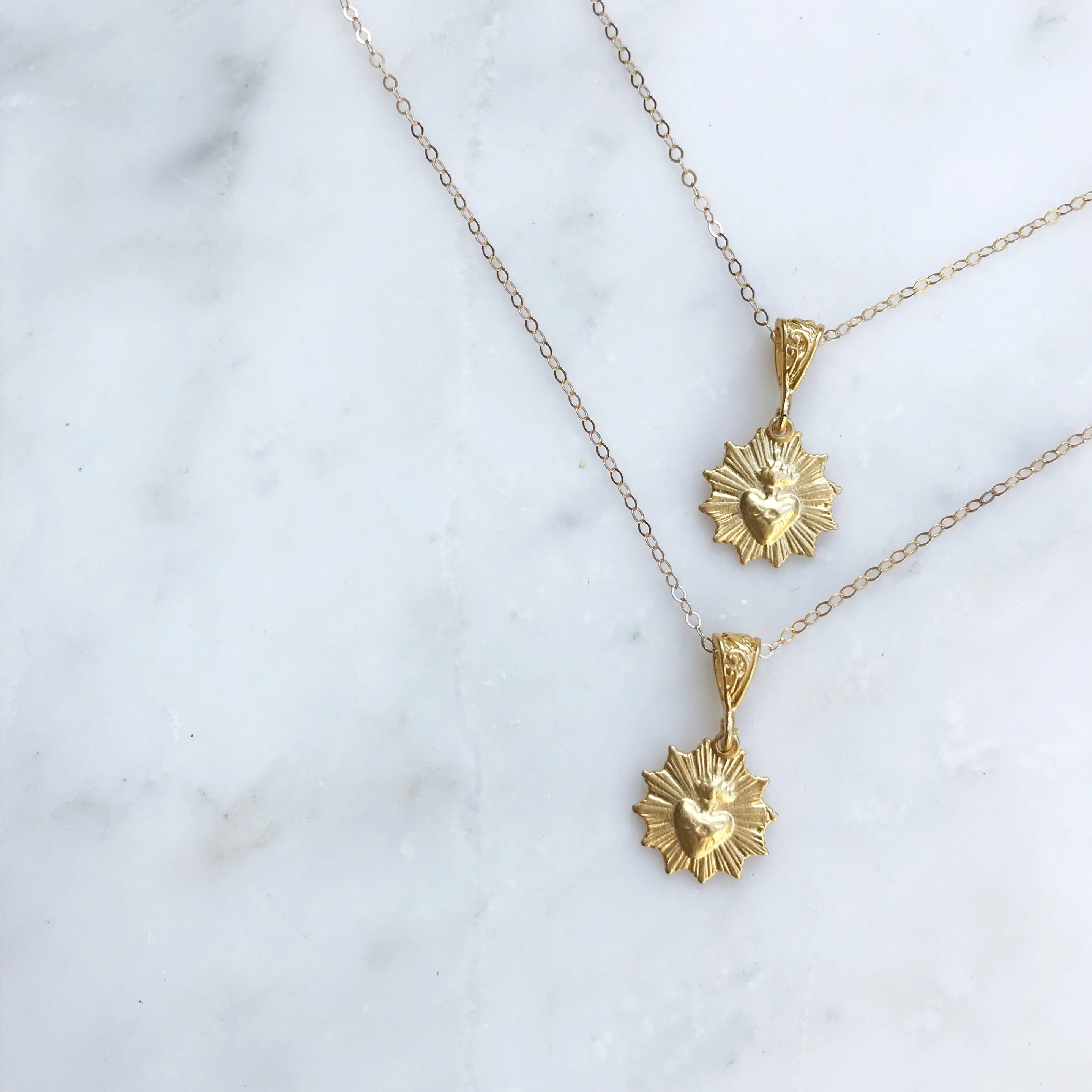 Gold Vermeil Most Sacred Heart Scalloped Necklace - Image 5