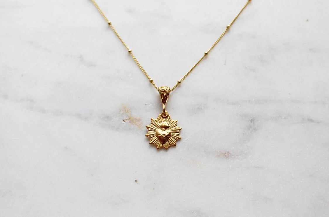 Gold Vermeil Most Sacred Heart Scalloped Necklace - Image 6