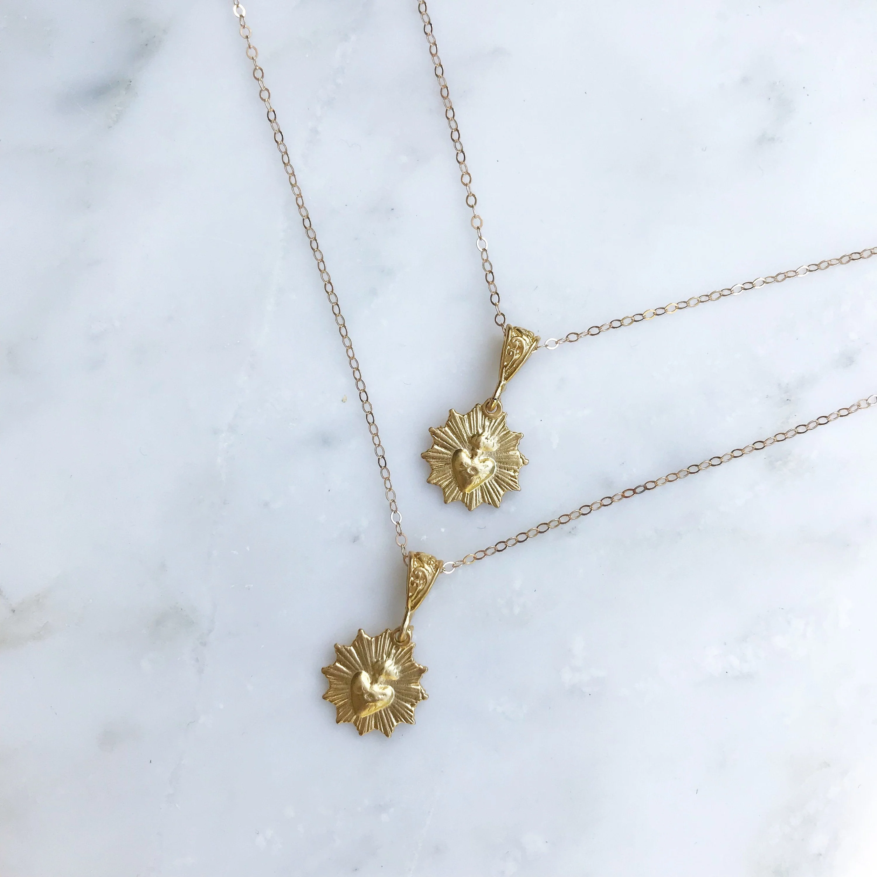 Gold Vermeil Most Sacred Heart Scalloped Necklace - Image 9