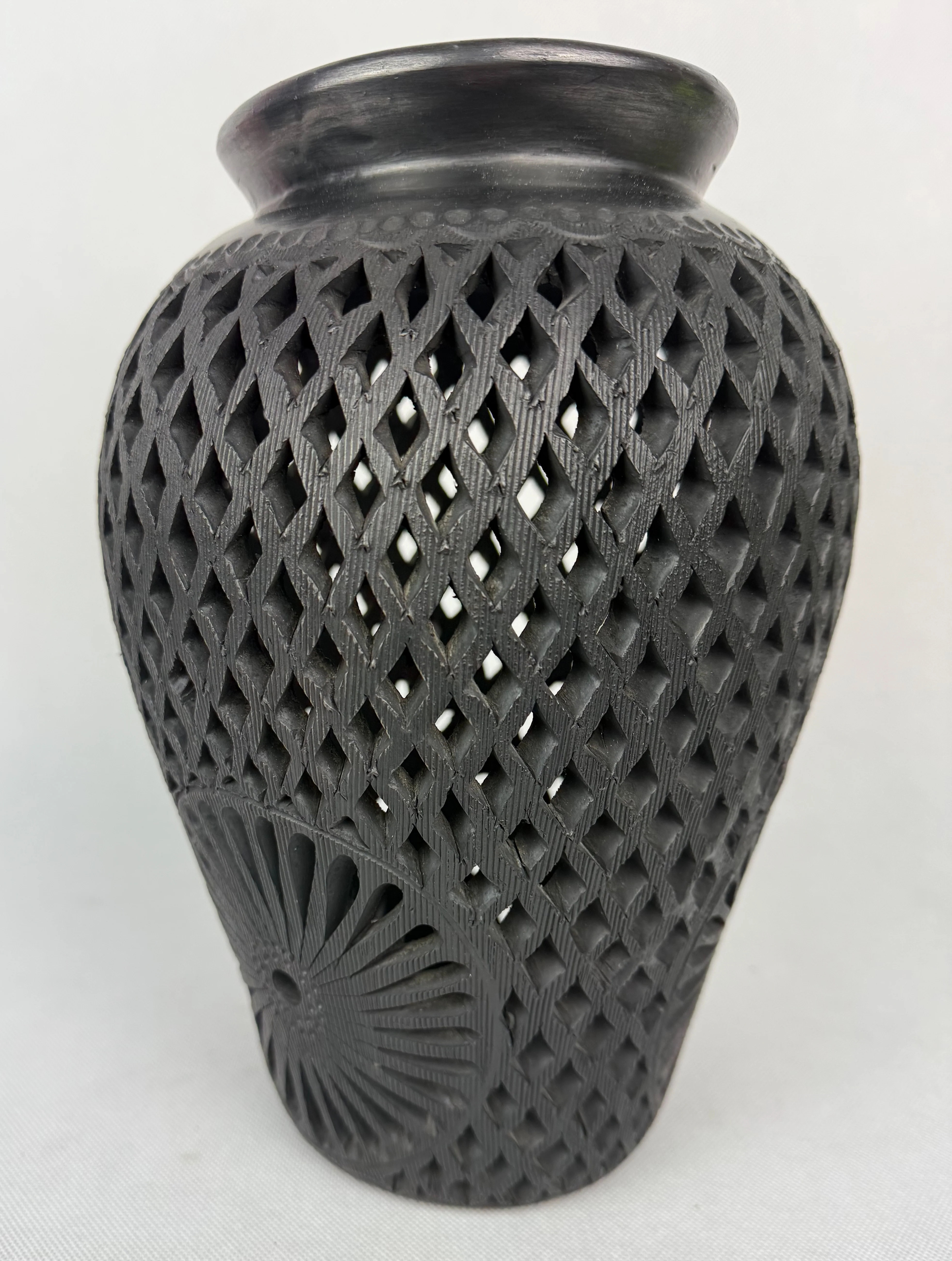 Oaxaca Black Clay Tall Vase - Barro Negro Jarron - Image 3