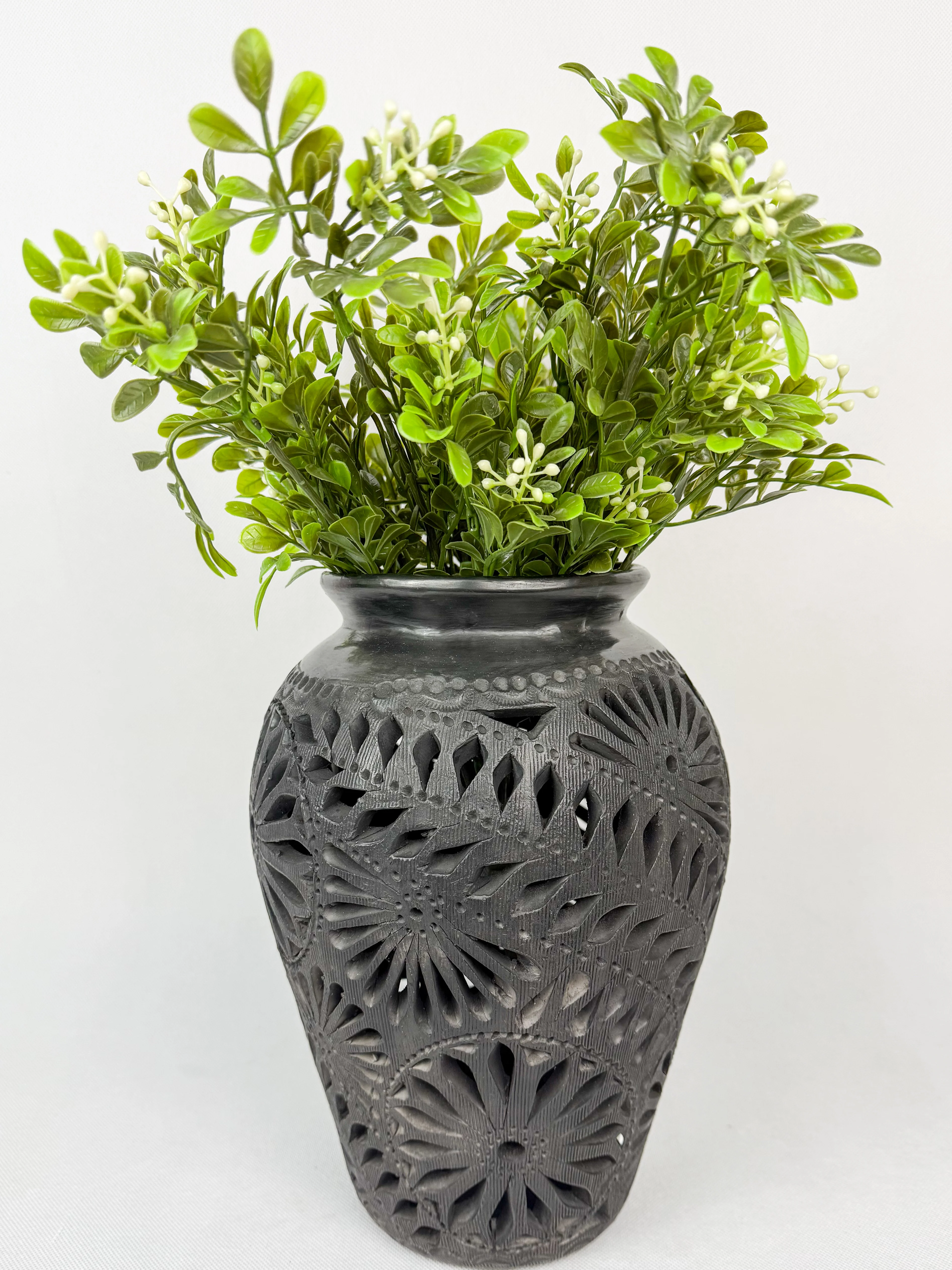 Oaxaca Black Clay Tall Vase - Barro Negro Jarron - Image 5