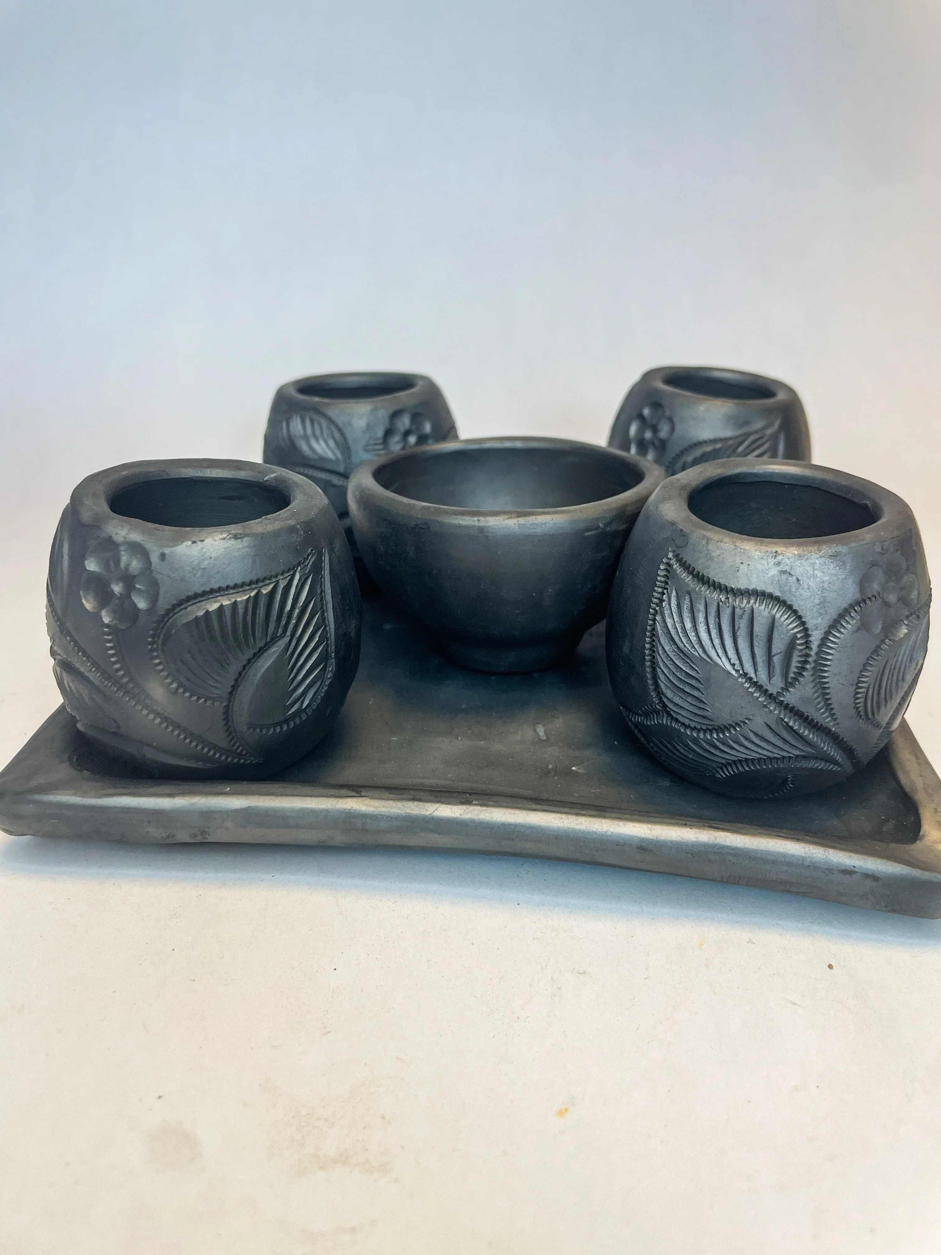 Oaxaca Black Clay Tequila Shot Set 6 Pc - Tequilero Set Barro Negro - Image 4