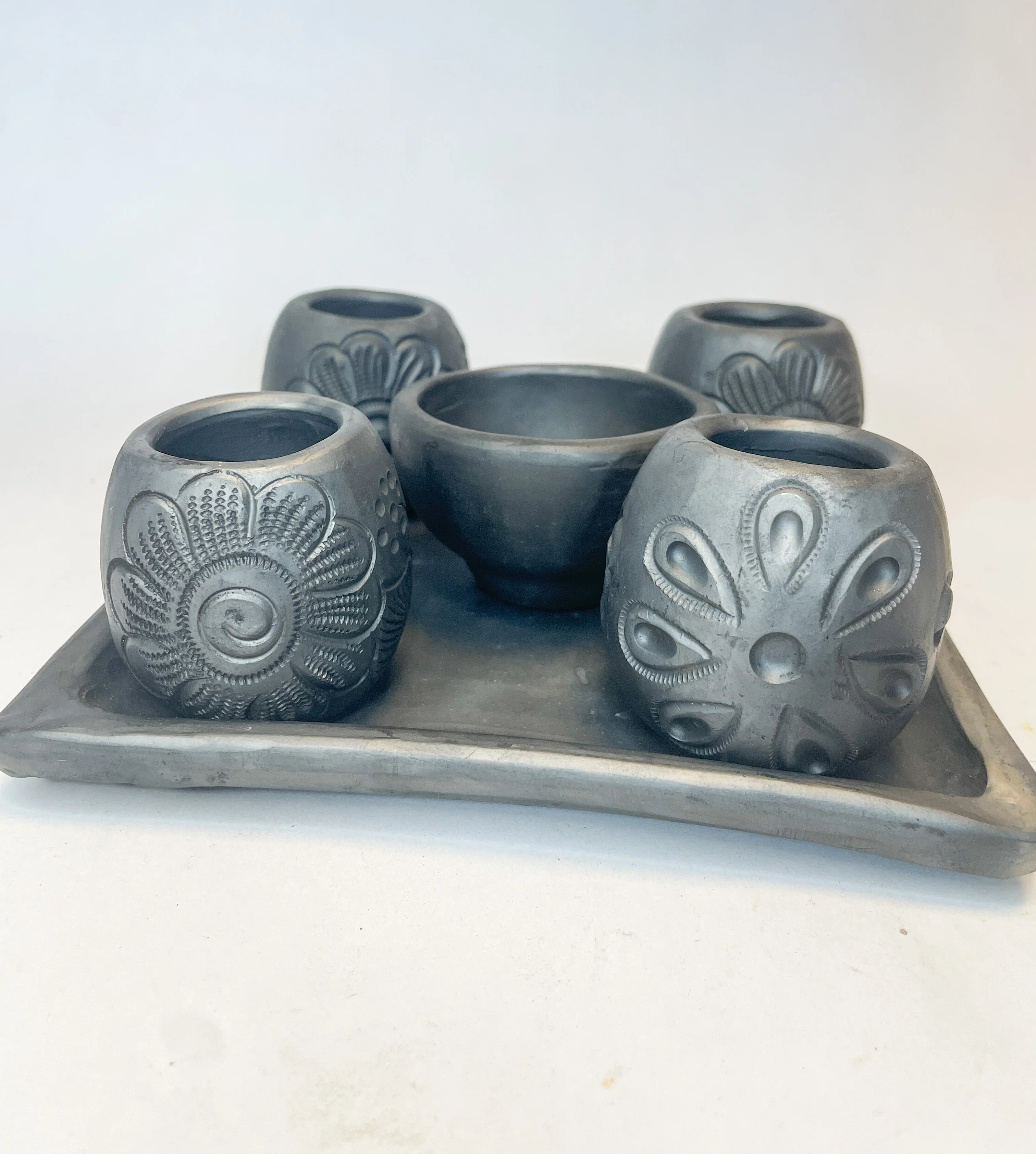 Oaxaca Black Clay Tequila Shot Set 6 Pc - Tequilero Set Barro Negro - Image 5