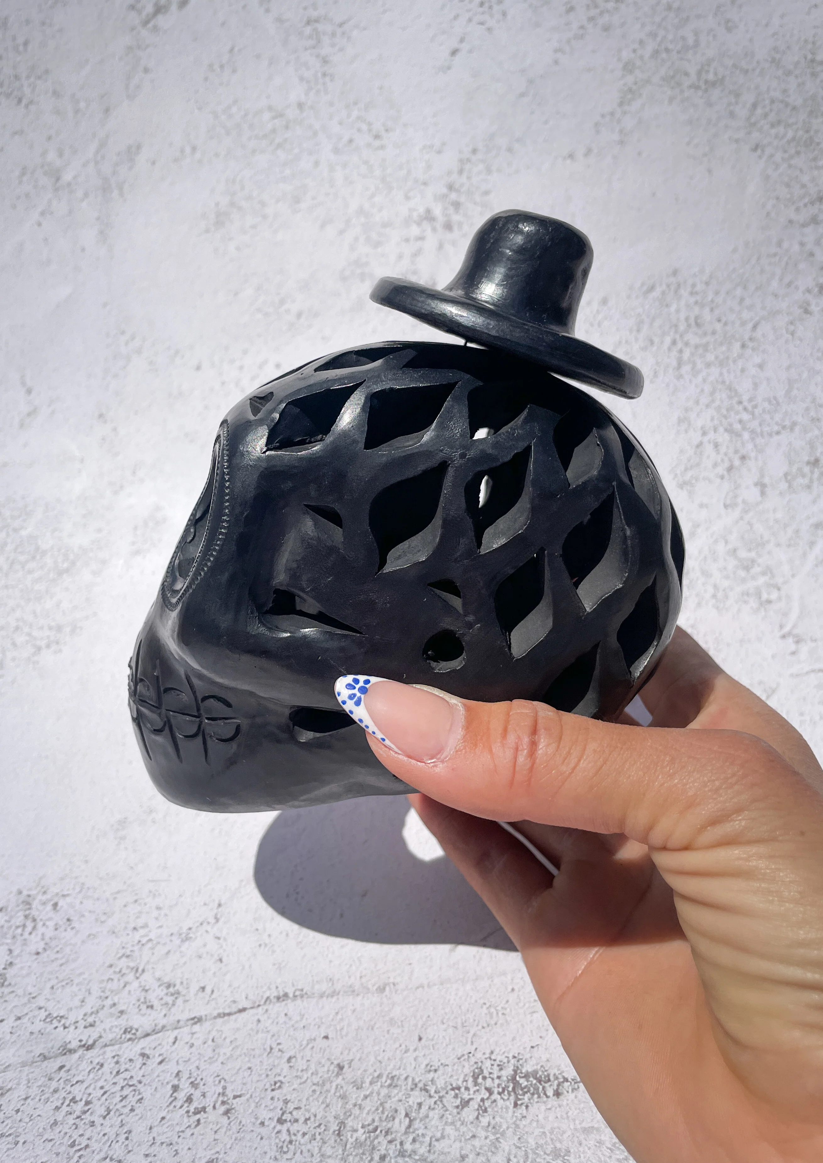 Oaxaca Black Clay Skull - Calavera Barro Negro - Image 3