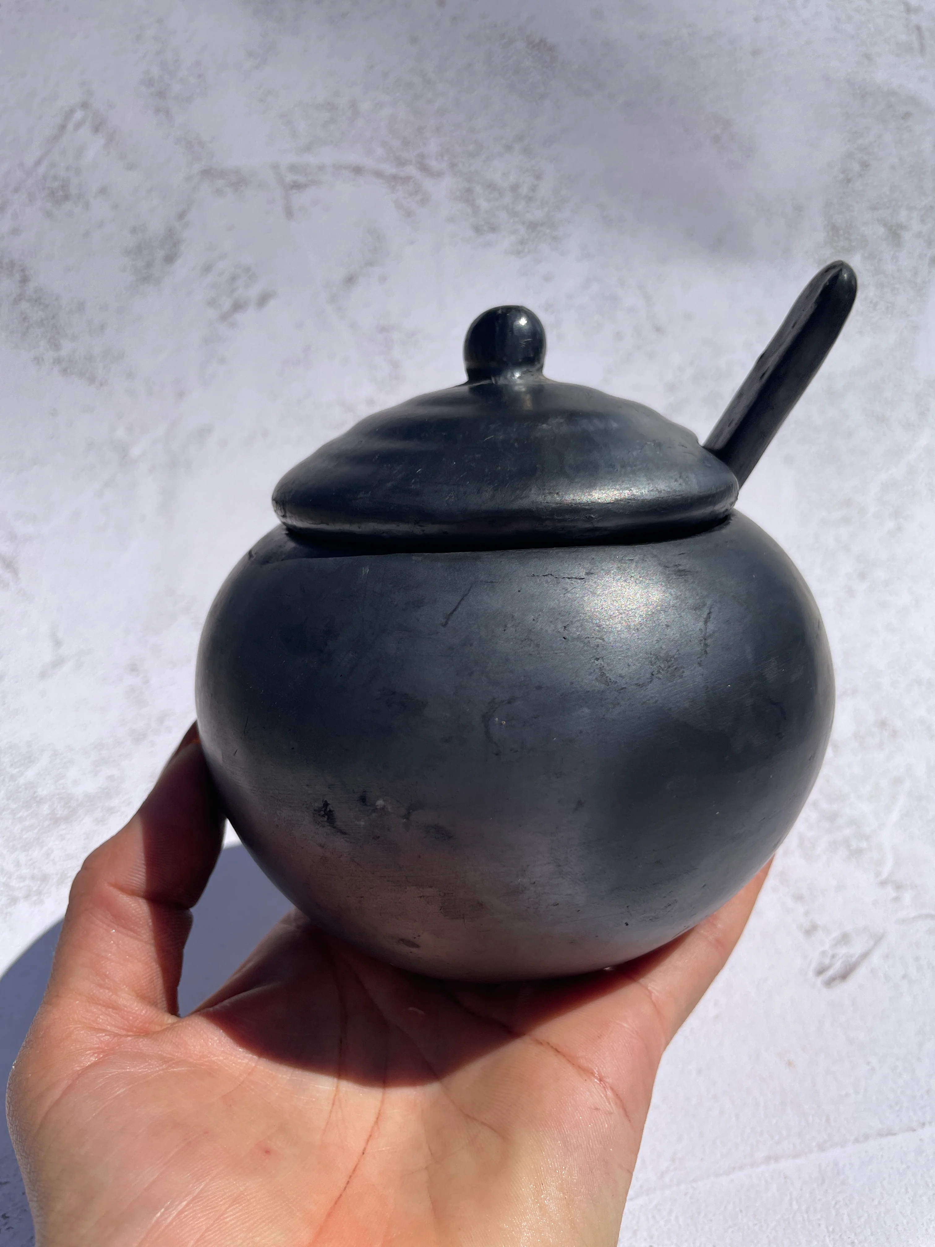 Oaxaca Black Clay Sugar Bowl - Azucarera Barro Negro - Image 4