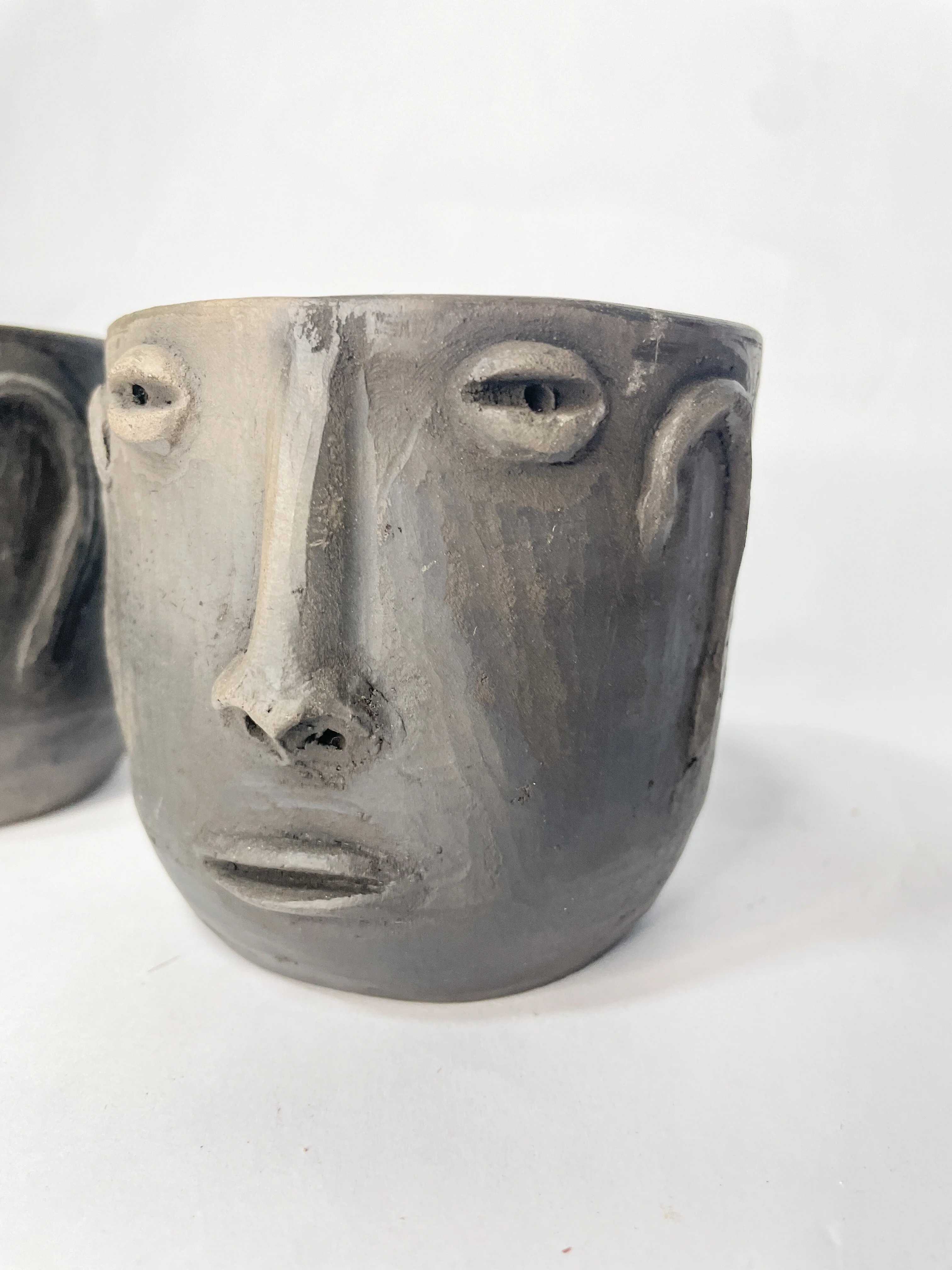 Oaxaca Face Tumblers Set of 2 Vasos de Cara Mexican Cups Oaxaca Clay Pottery - Image 2