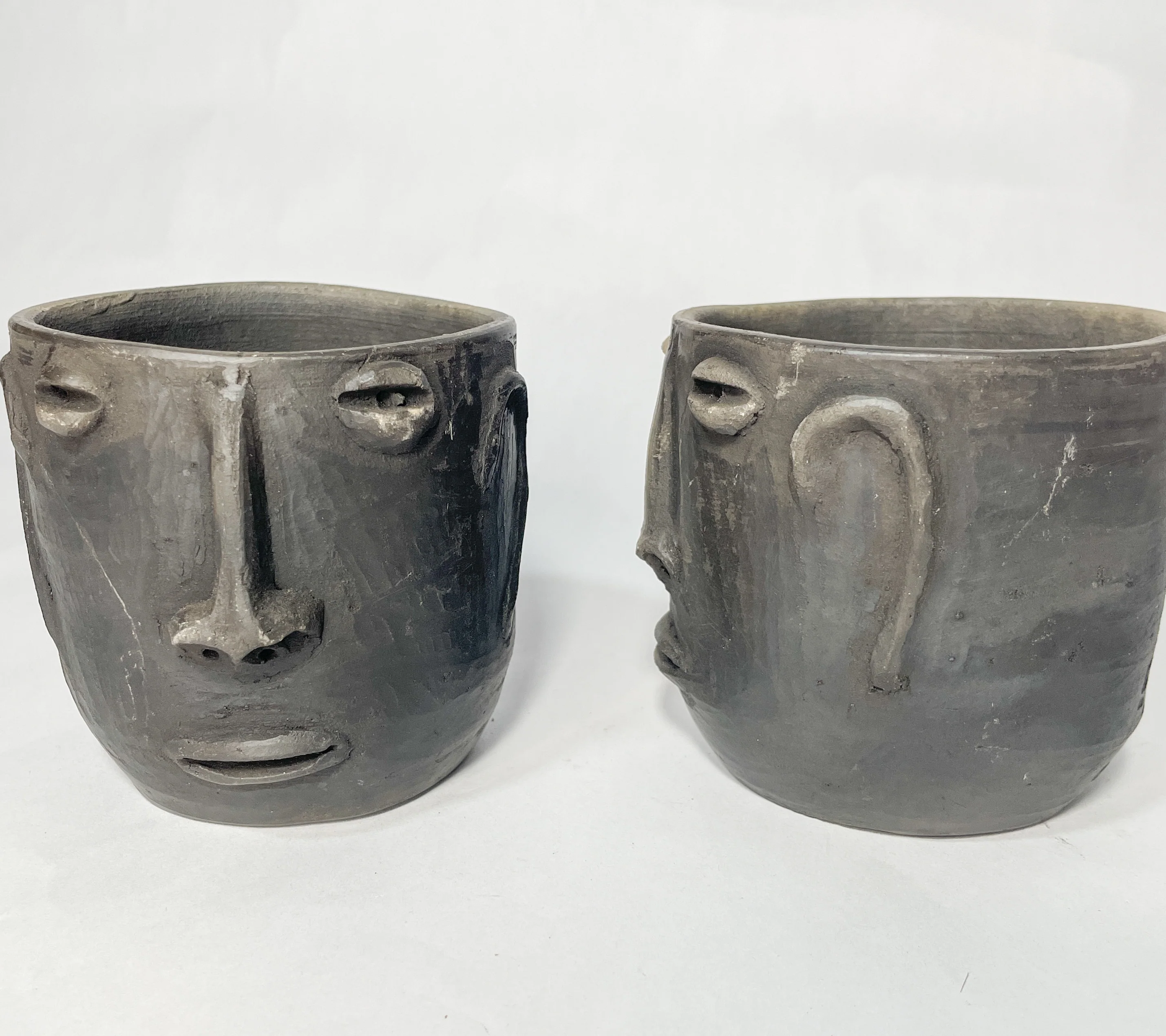 Oaxaca Face Tumblers Set of 2 Vasos de Cara Mexican Cups Oaxaca Clay Pottery - Image 3