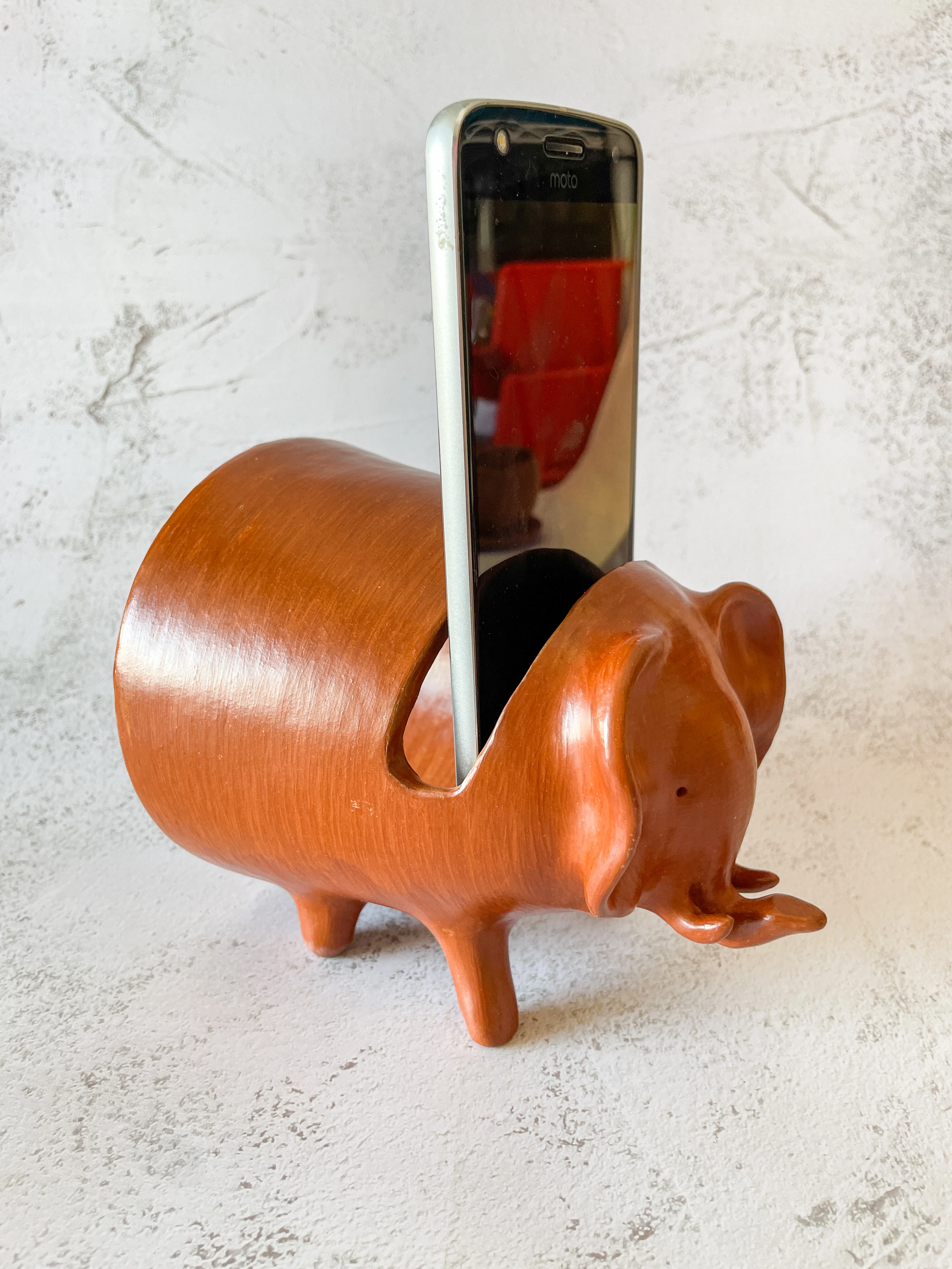 Oaxaca Pottery Red Clay Elephant Sound Amplifier Bocina de Barro Classic Amplifier Sounds Elephant Elefante - Image 4