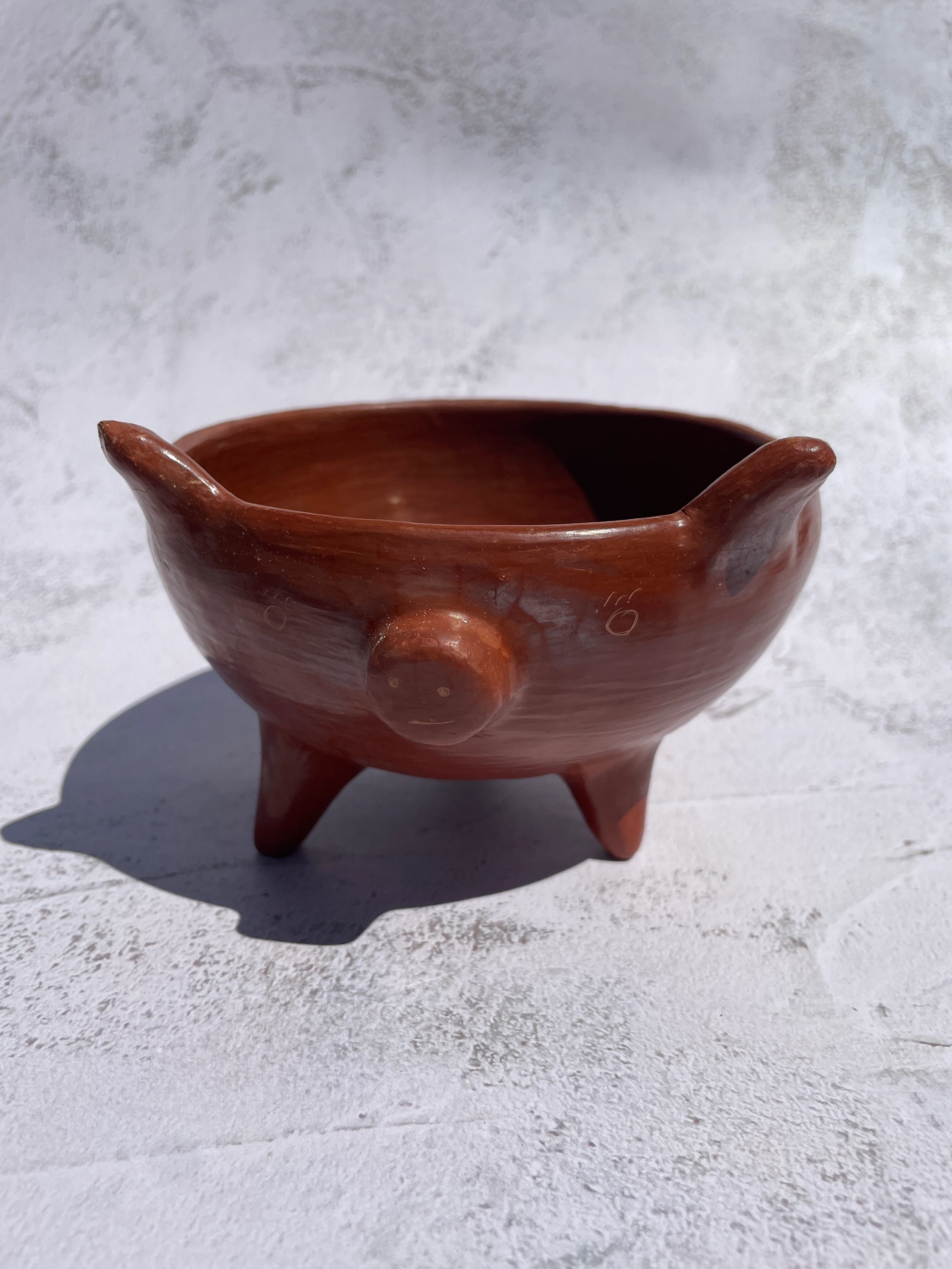 Oaxaca Red Clay Piggy Bowl - Salsero Marranito Barro Rojo - Image 4