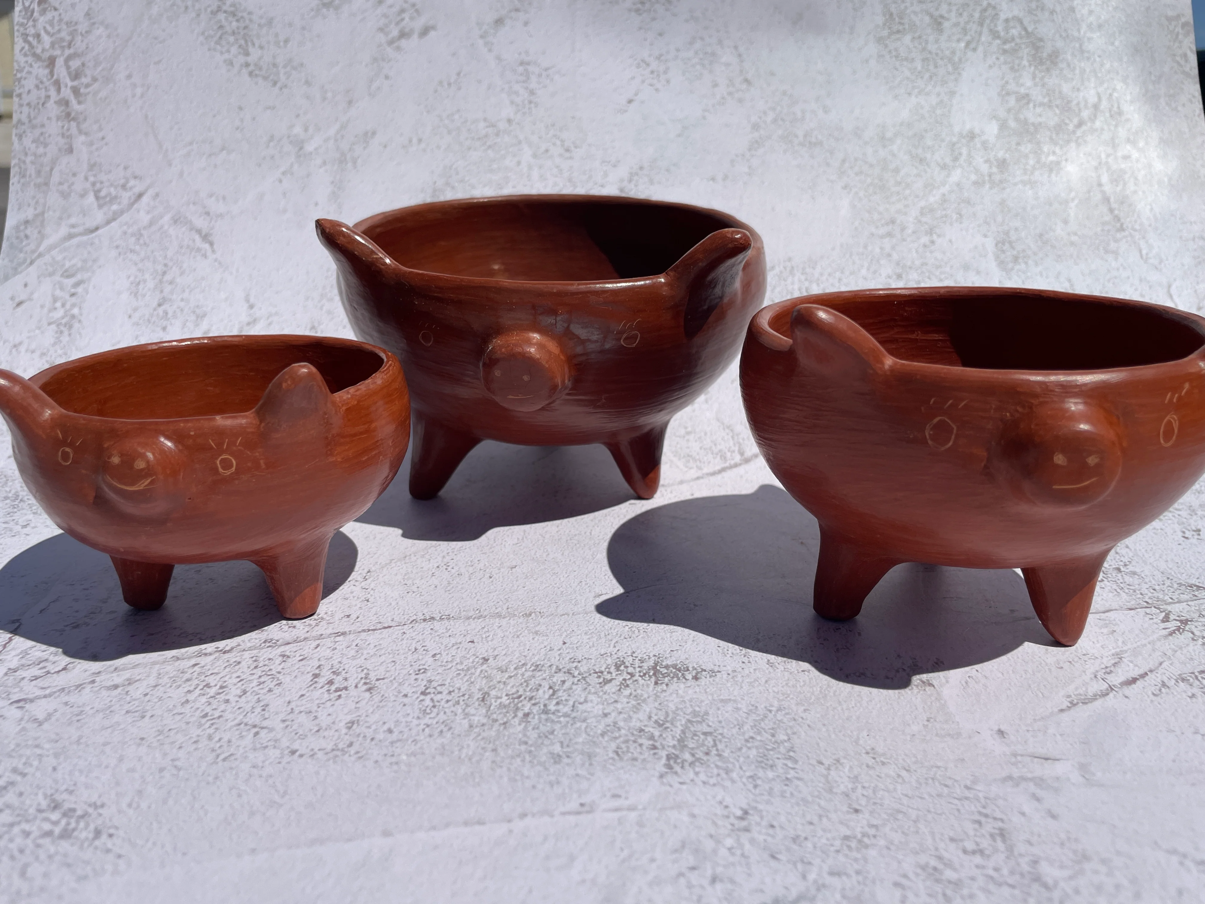 Oaxaca Red Clay Piggy Bowl - Salsero Marranito Barro Rojo - Image 7