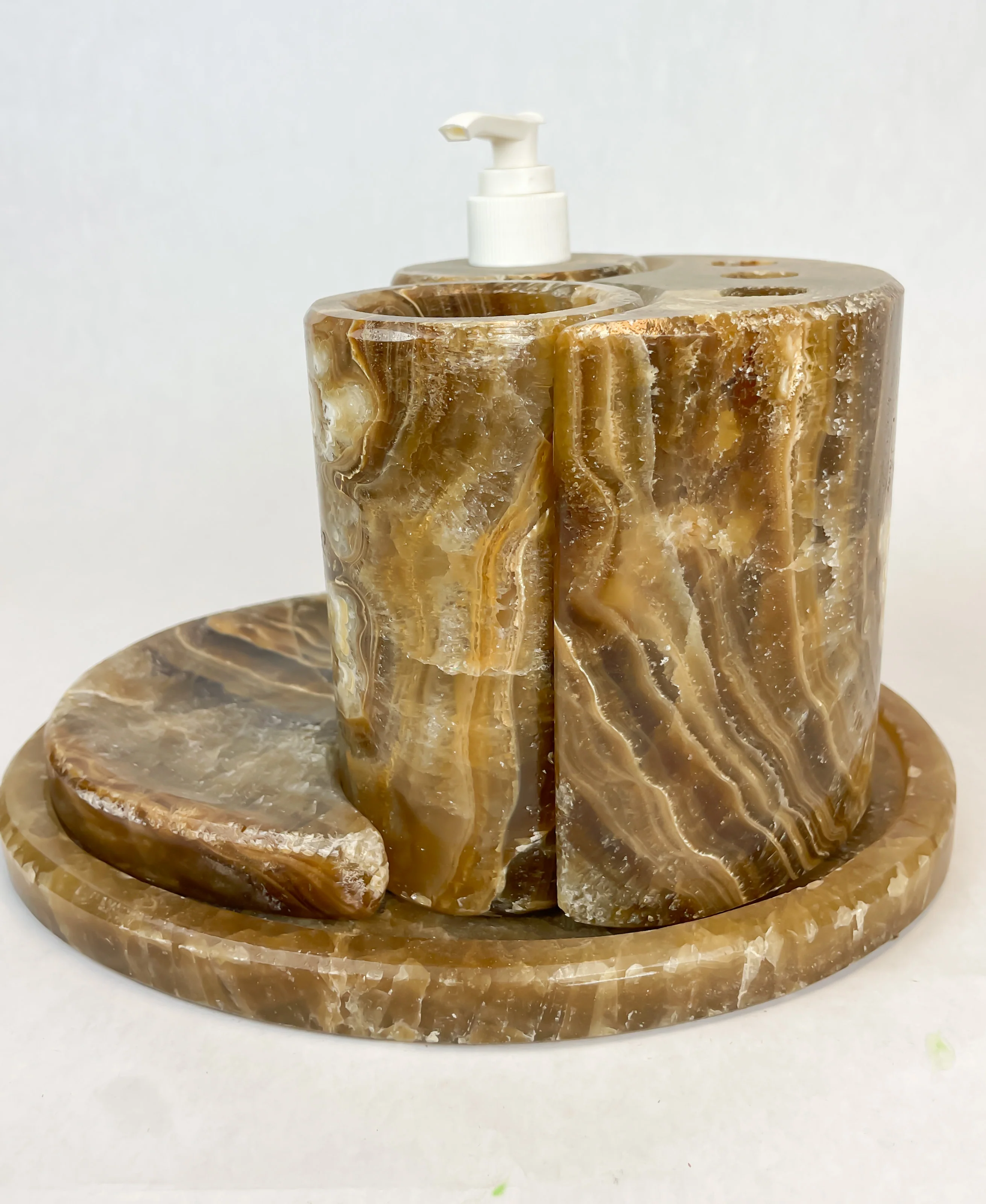 Onyx Stone Bathroom Accessories Set 5 Pcs Marble Bathroom Set - Image 3