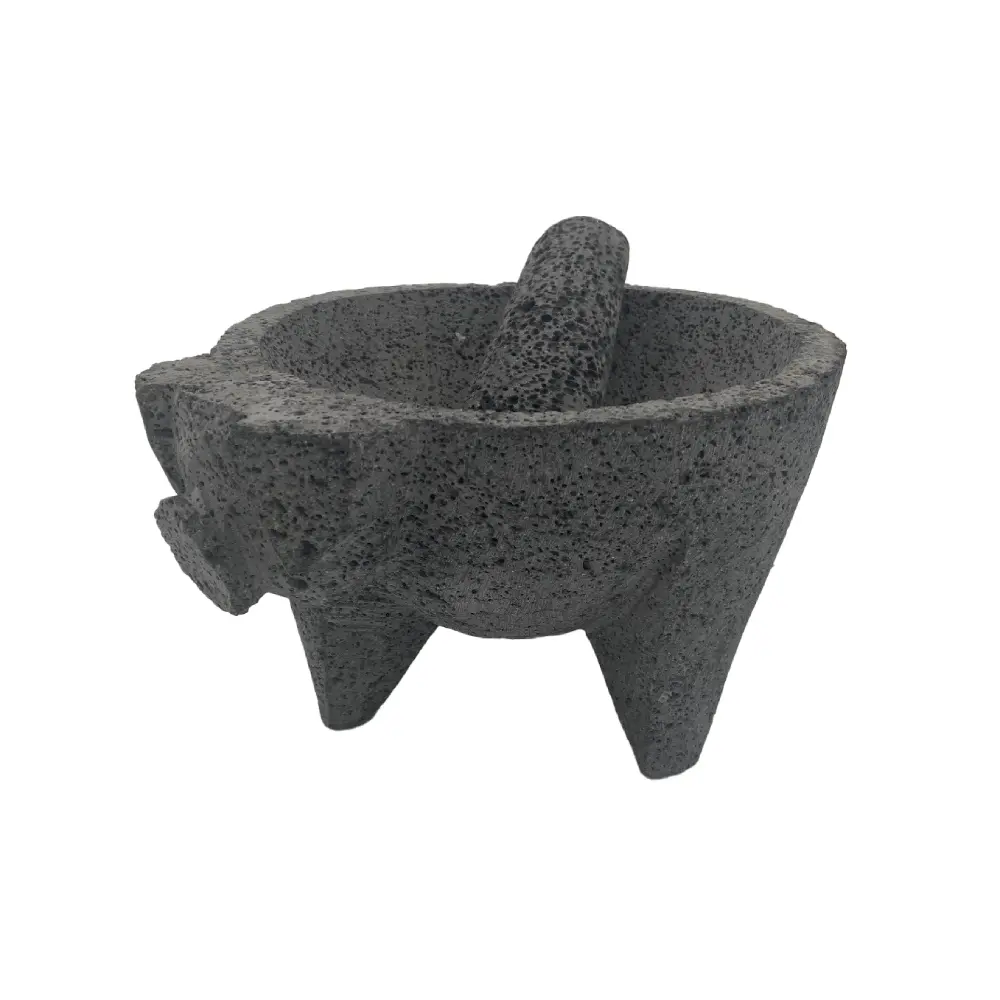 Pig Head Molcajete Natural Stone 8" - Image 4