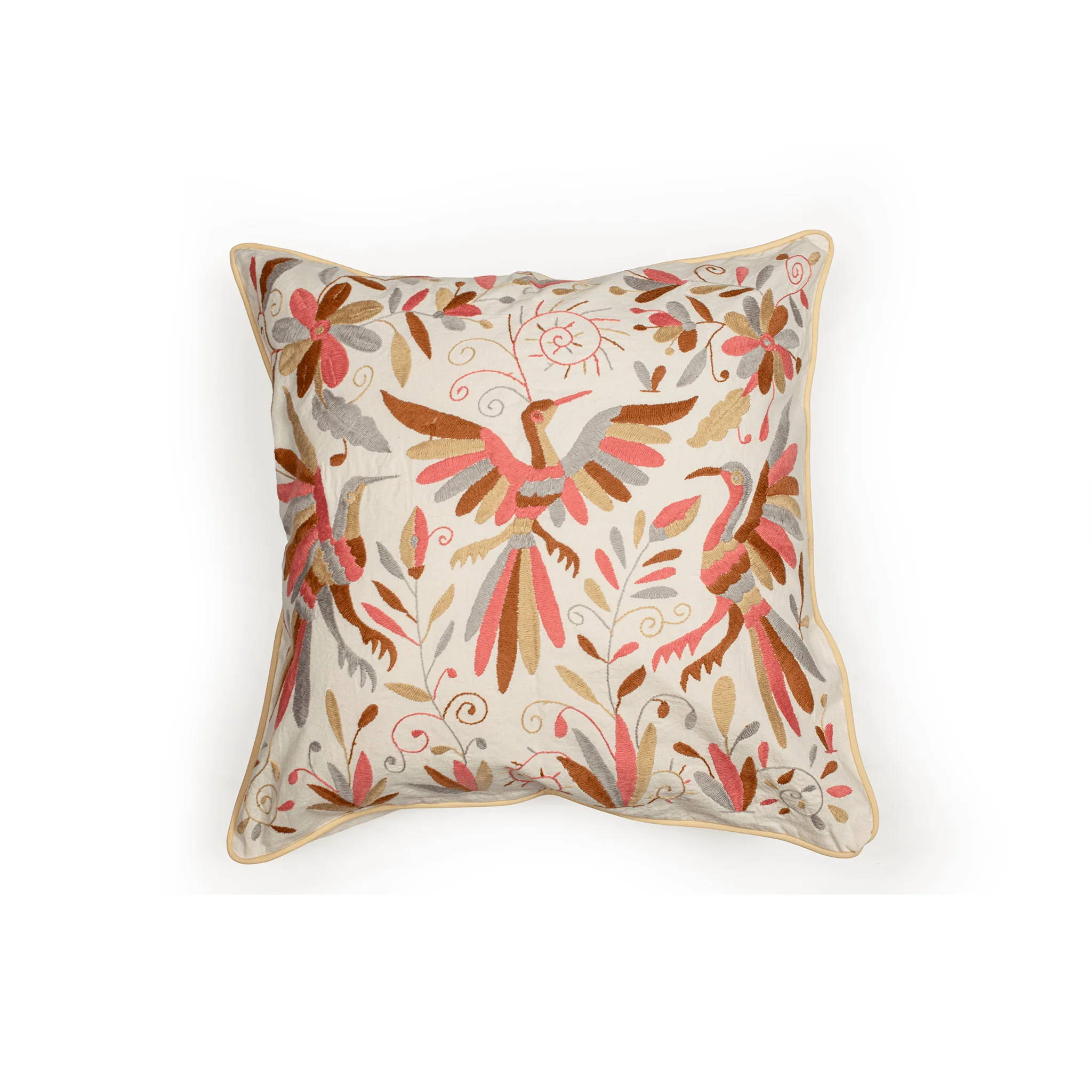 Mexican Handwoven Otomi Pink Nature Cushion Cover - Almohada Otomi - Image 6