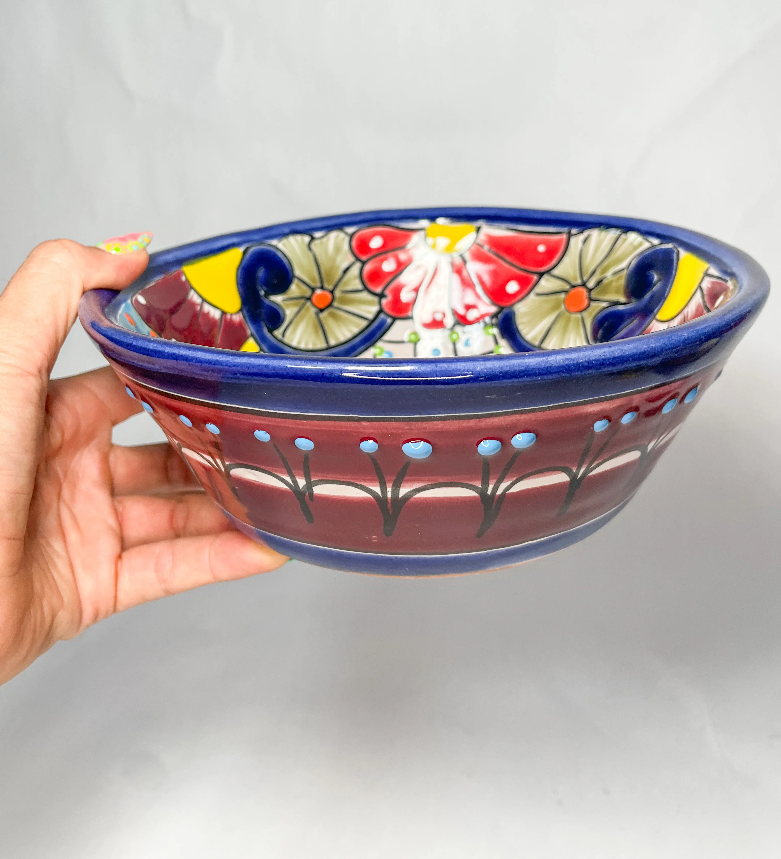 Mexican Dinner Plates 12 Inch Mexican Talavera Soup Bowls Colorful Hand Painted - Image 5