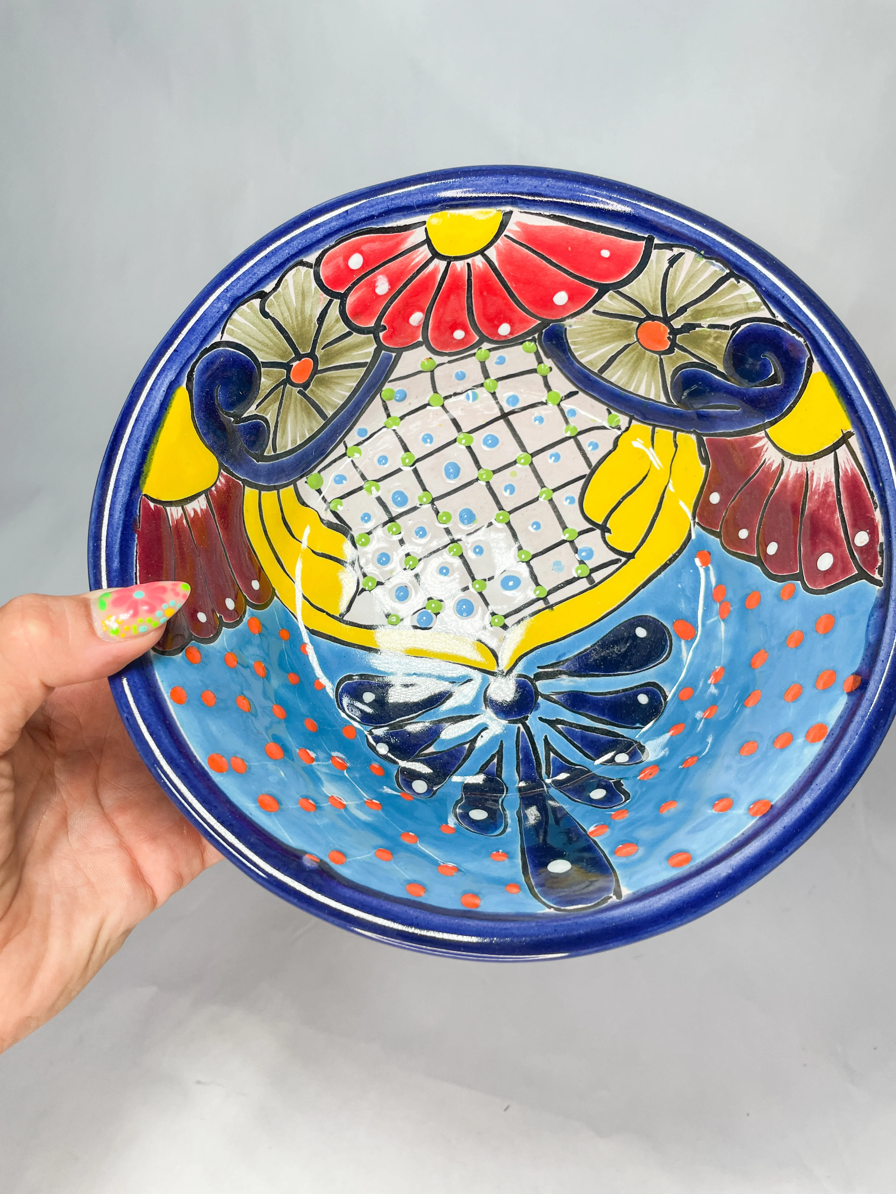 Mexican Dinner Plates 12 Inch Mexican Talavera Soup Bowls Colorful Hand Painted - Image 7