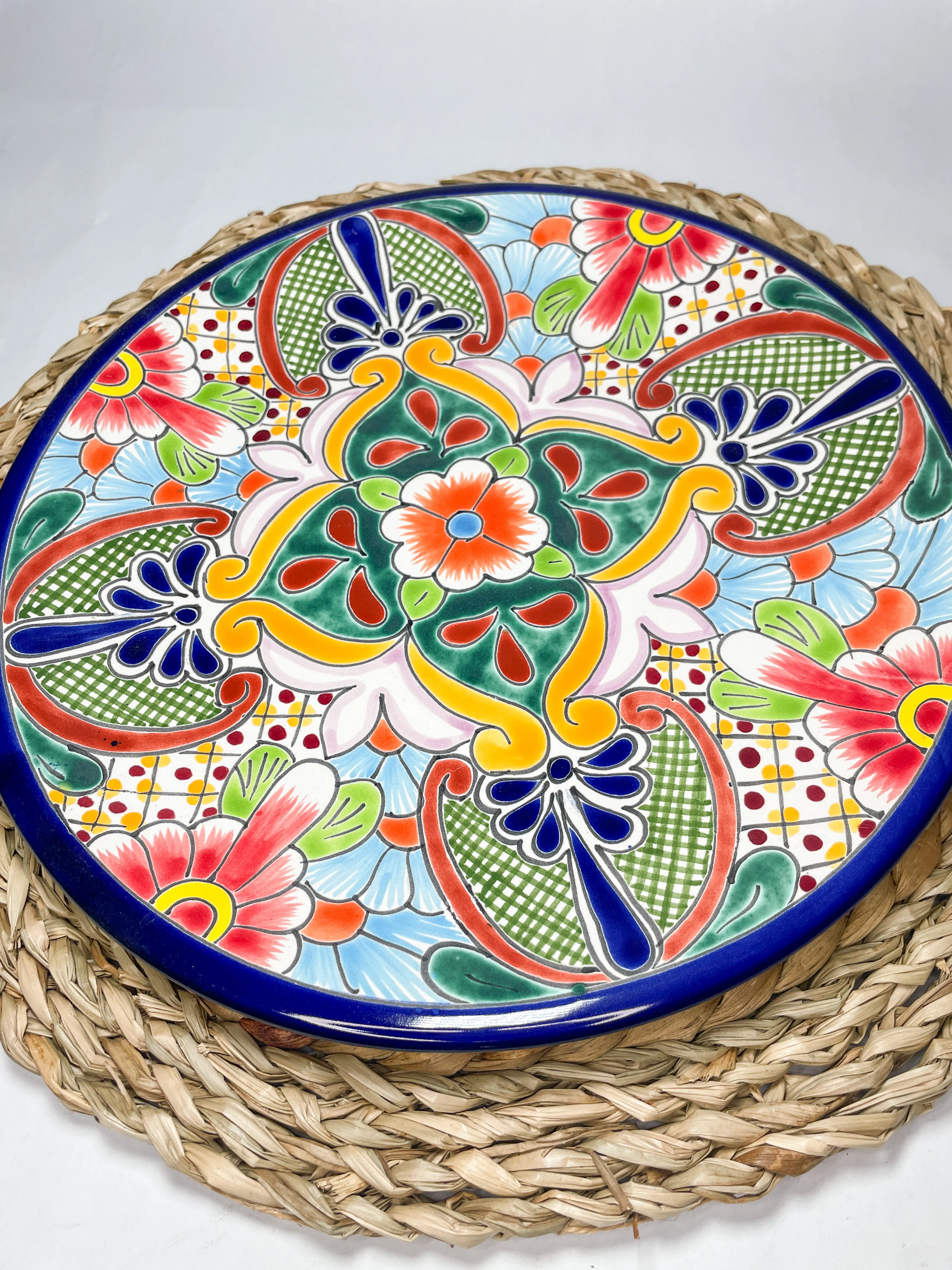 Mexican Dinner Plates 12 Inch Mexican Talavera Soup Bowls Colorful Hand Painted - Image 9