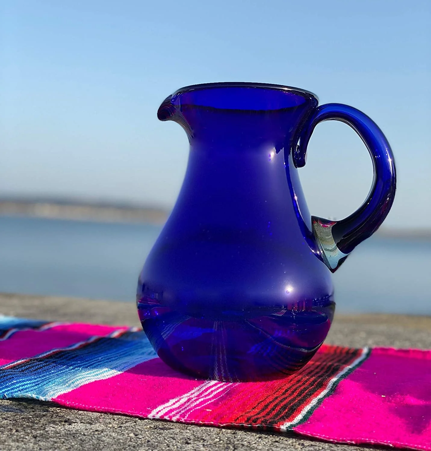 Pure Cobalt Glass Pitcher – Juice, Margaritas, Water, Lemonade (84 oz) - Image 2