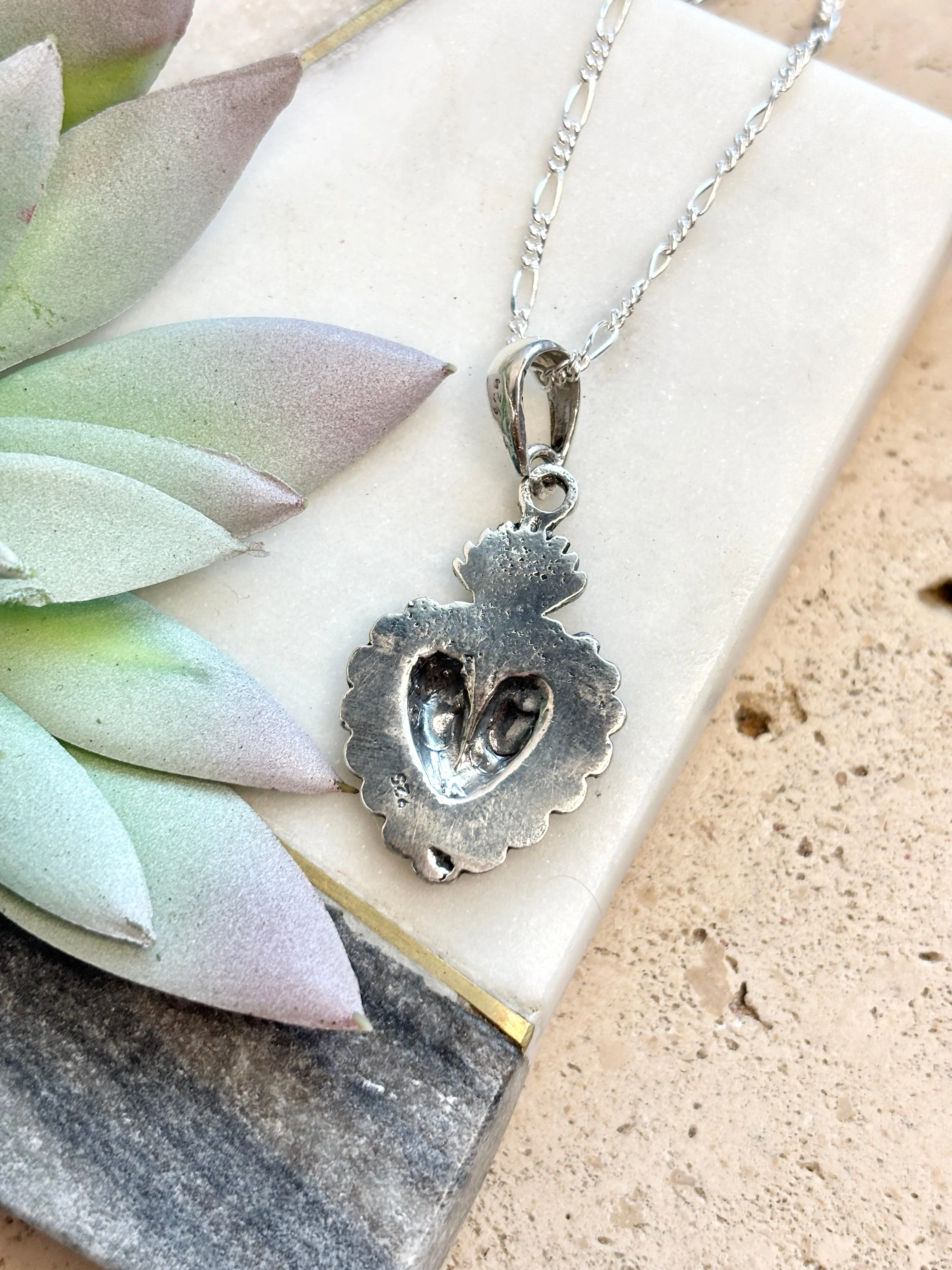 925 Sterling Silver Sacred Heart Necklace – Collar Sagrado Corazón - Image 3