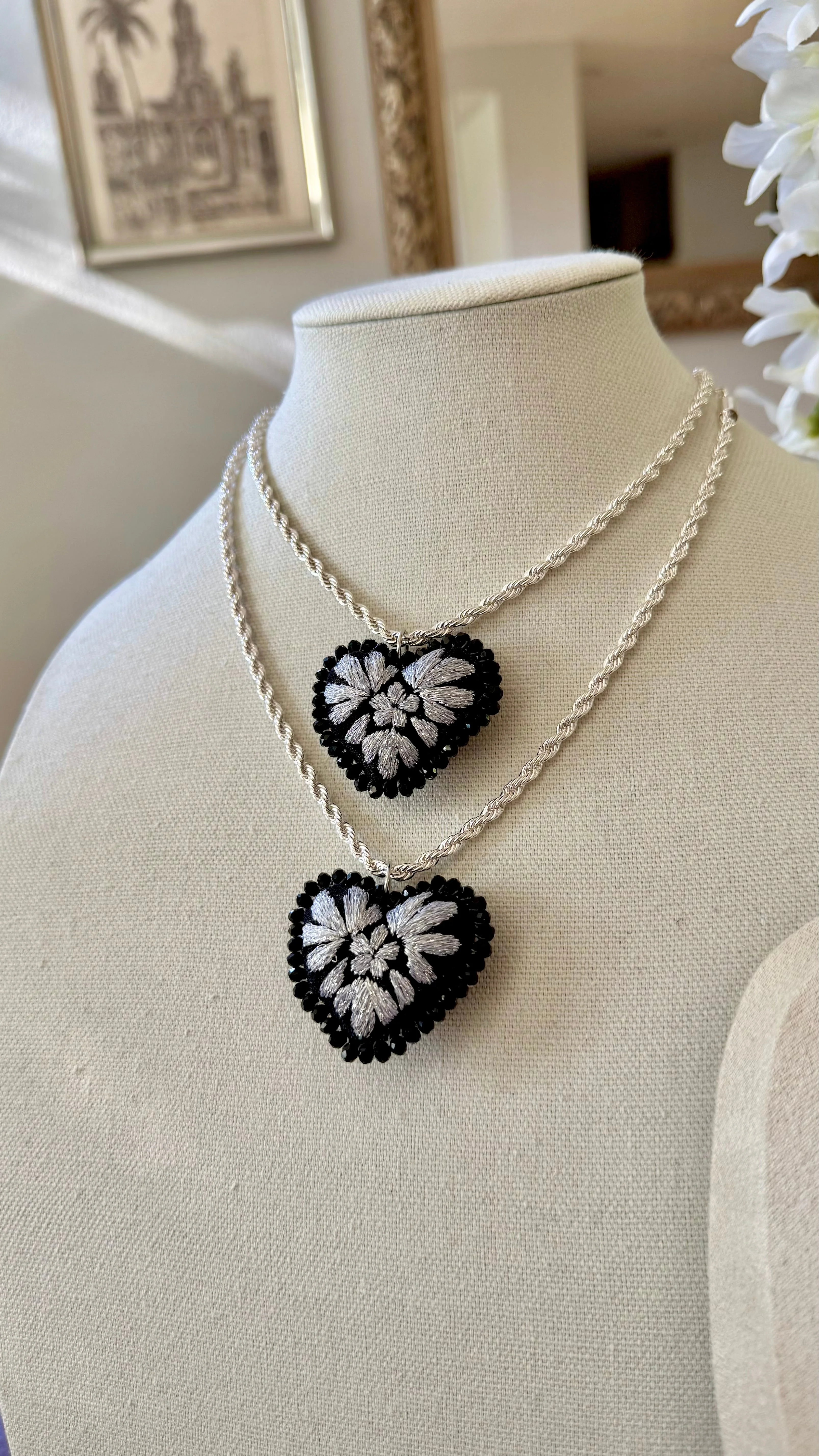San Antonino Black heart Necklace - Collar Corazon - Image 2