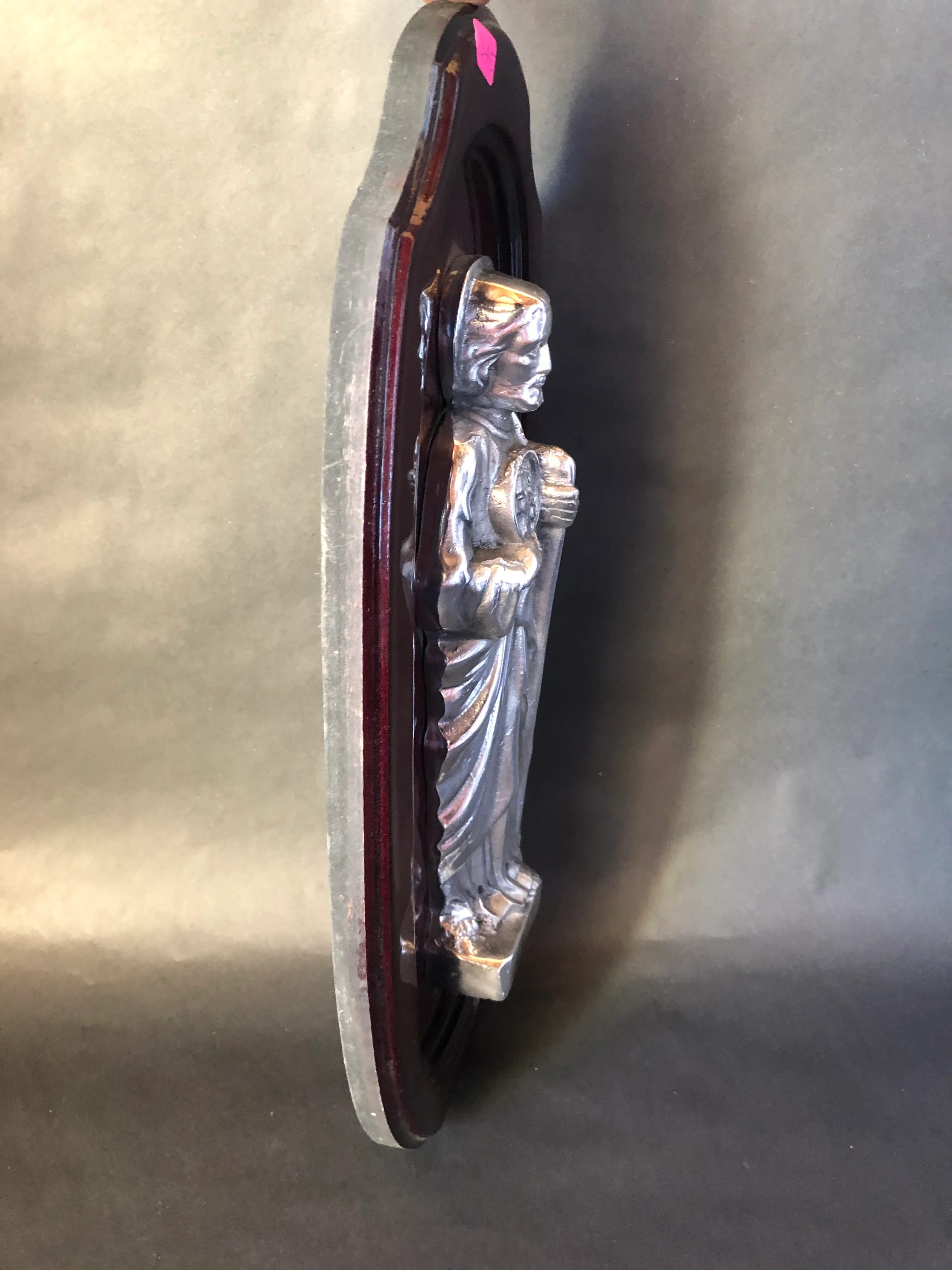 St Jude Patron Saint Wooden Wall Plaque Silver Pewter San Judas Tadeo - Image 3