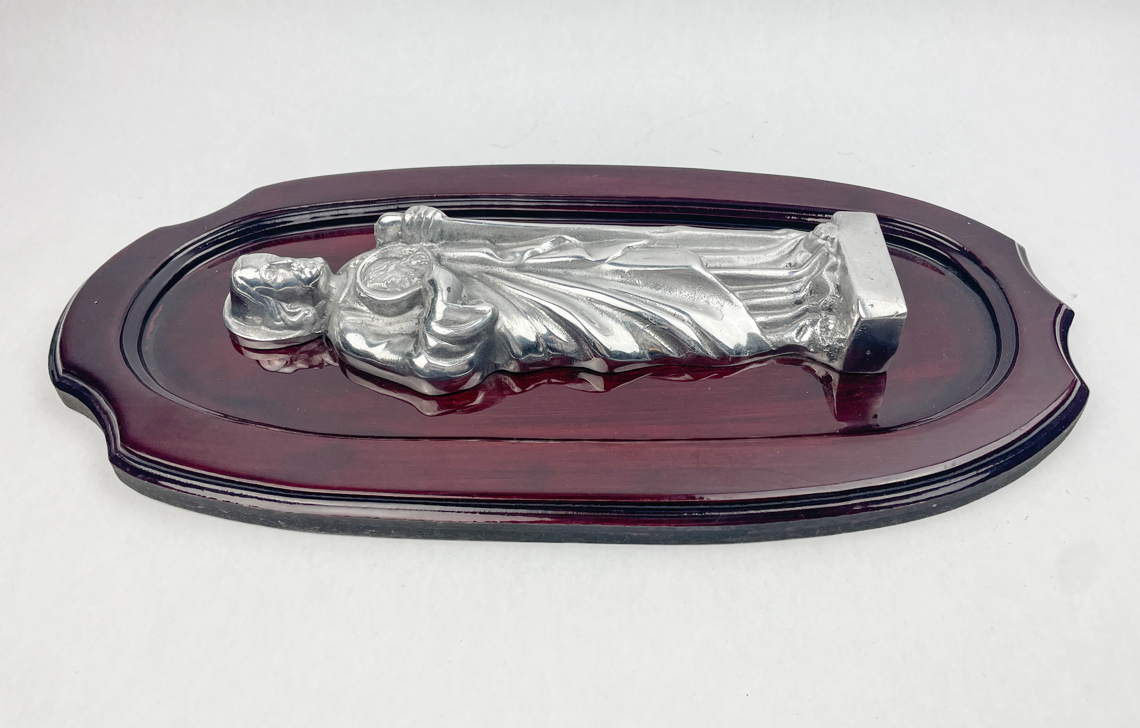 St Jude Patron Saint Wooden Wall Plaque Silver Pewter San Judas Tadeo - Image 5