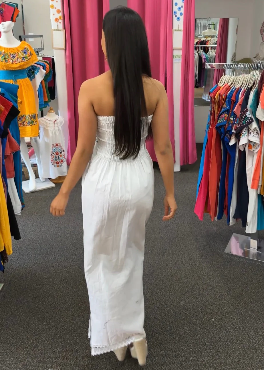 Sara Mexican Strapless Dress White - Image 2