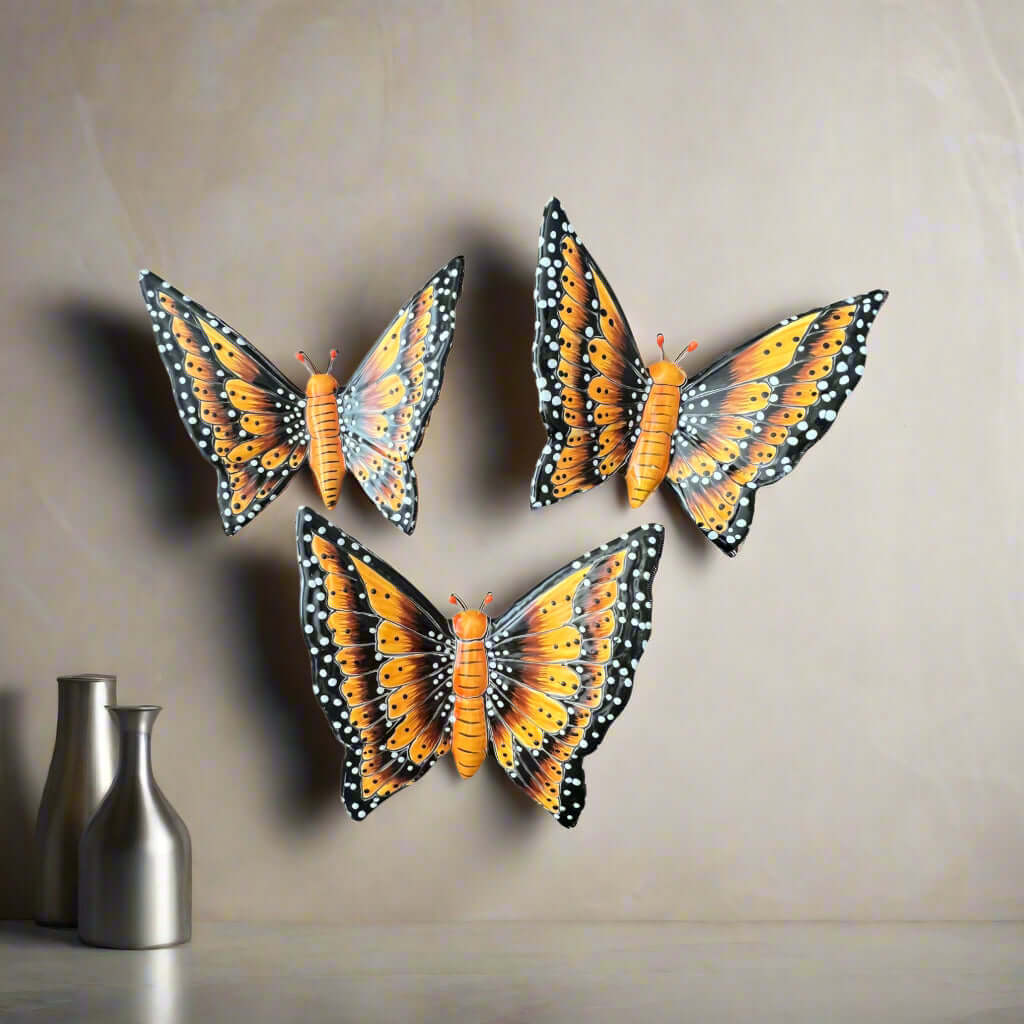 Set of 3 Talavera Butterfly Wall Hangings | Handmade Ceramic Decor - Image 3