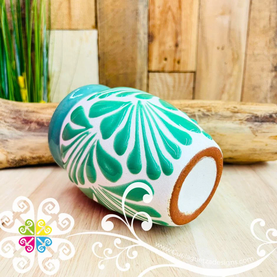 Set of Teal Espiga Plumeado Cantarito Cup - Set Clay Cantarito - Image 3