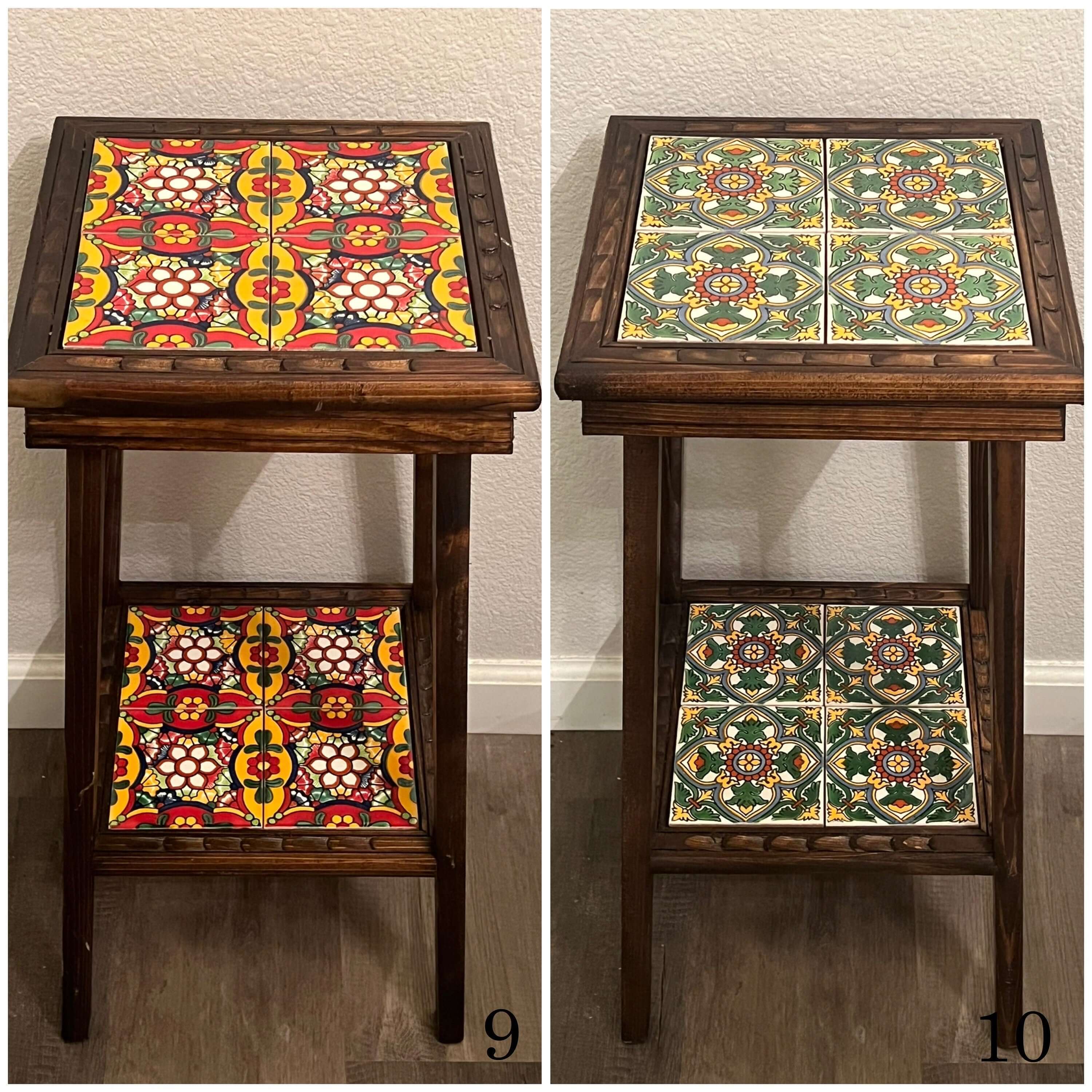 Square Talavera Tile End Table | Handmade Mexican Wood Accent Table - Image 6