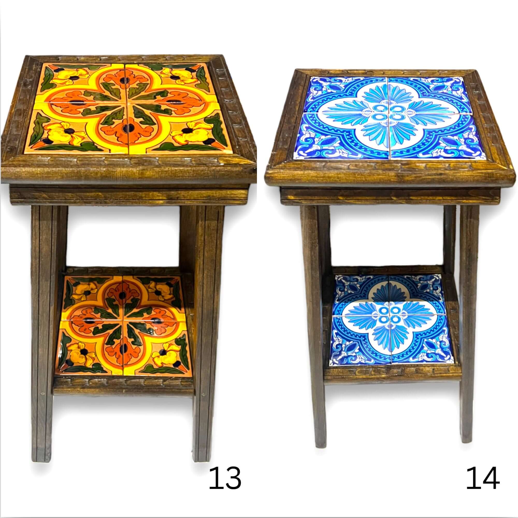 Square Talavera Tile End Table | Handmade Mexican Wood Accent Table - Image 8