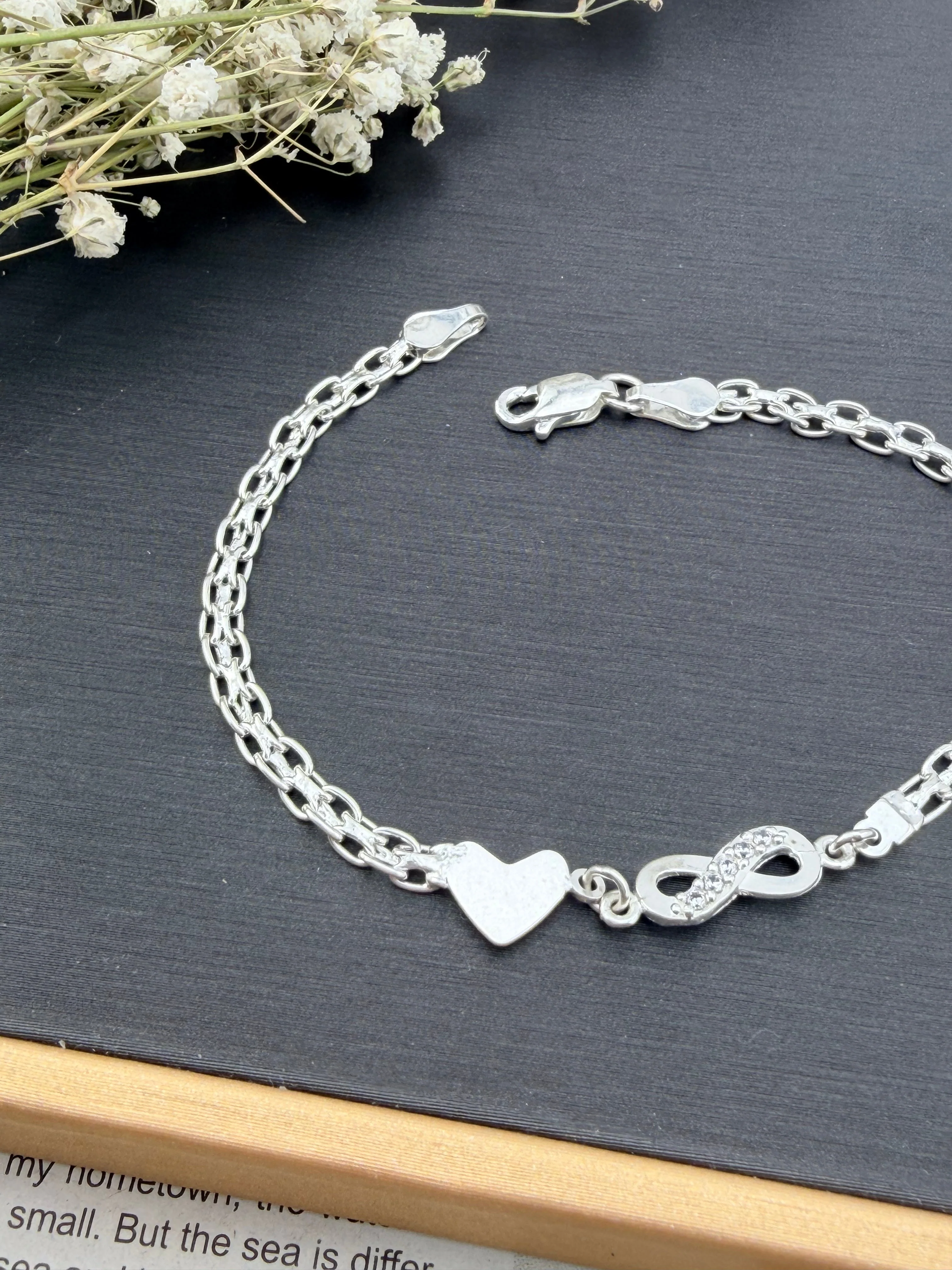 Sterling Silver 925 Infinity Heart Bracelet - Pulsera de plata - Image 2
