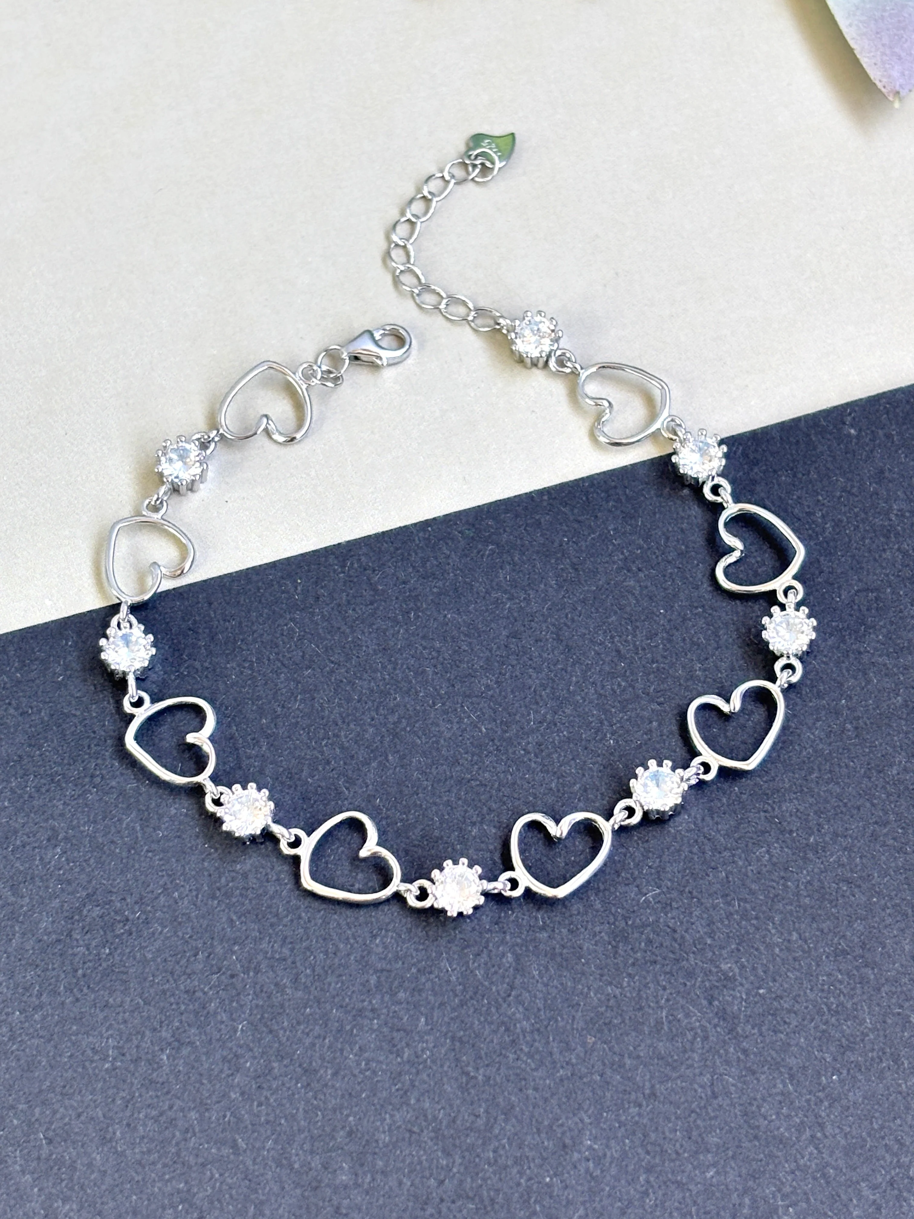 Silver 925 Hearts Bracelet - Pulcera Plata Corazones