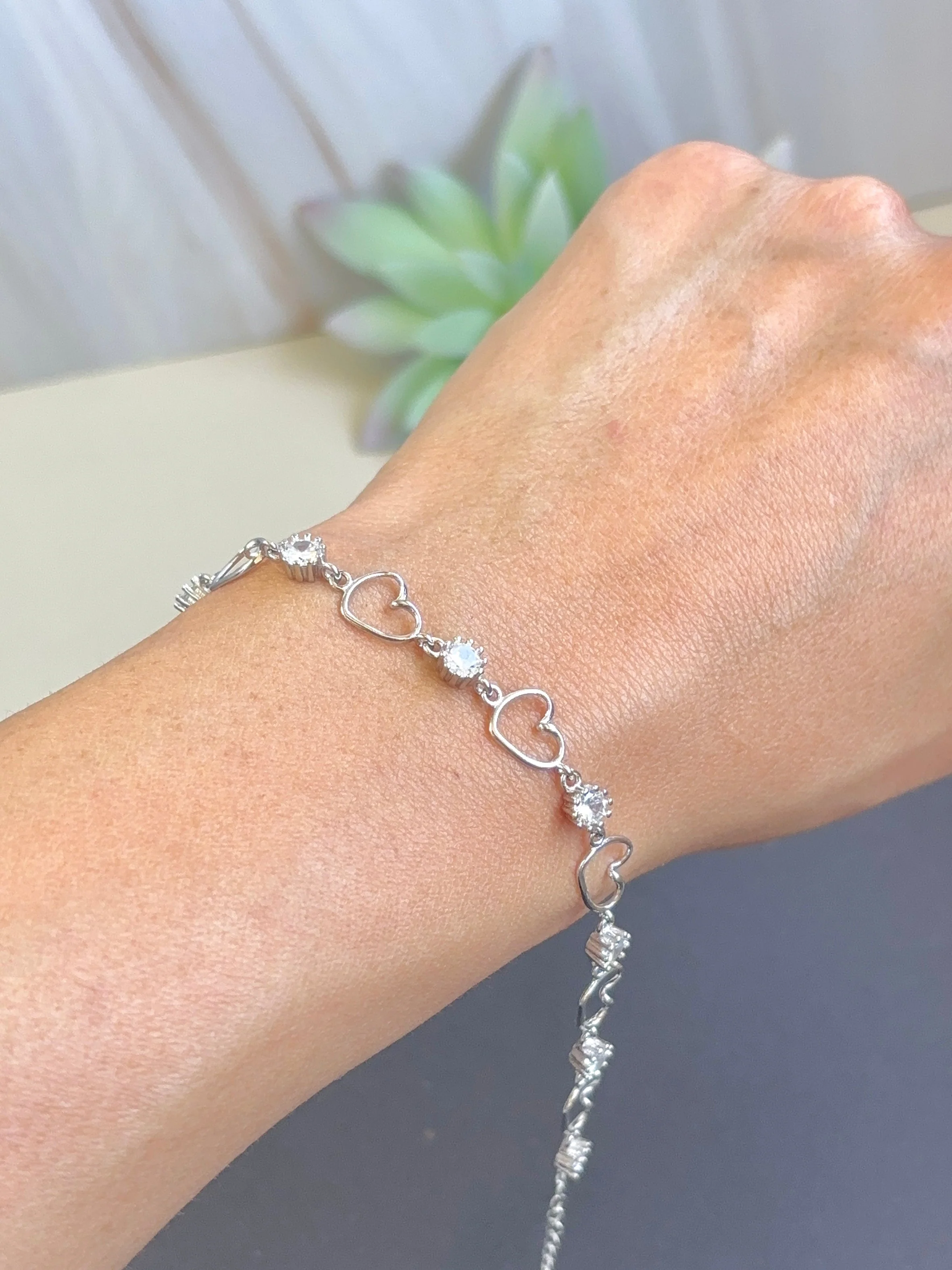 Silver 925 Hearts Bracelet - Pulcera Plata Corazones - Image 5