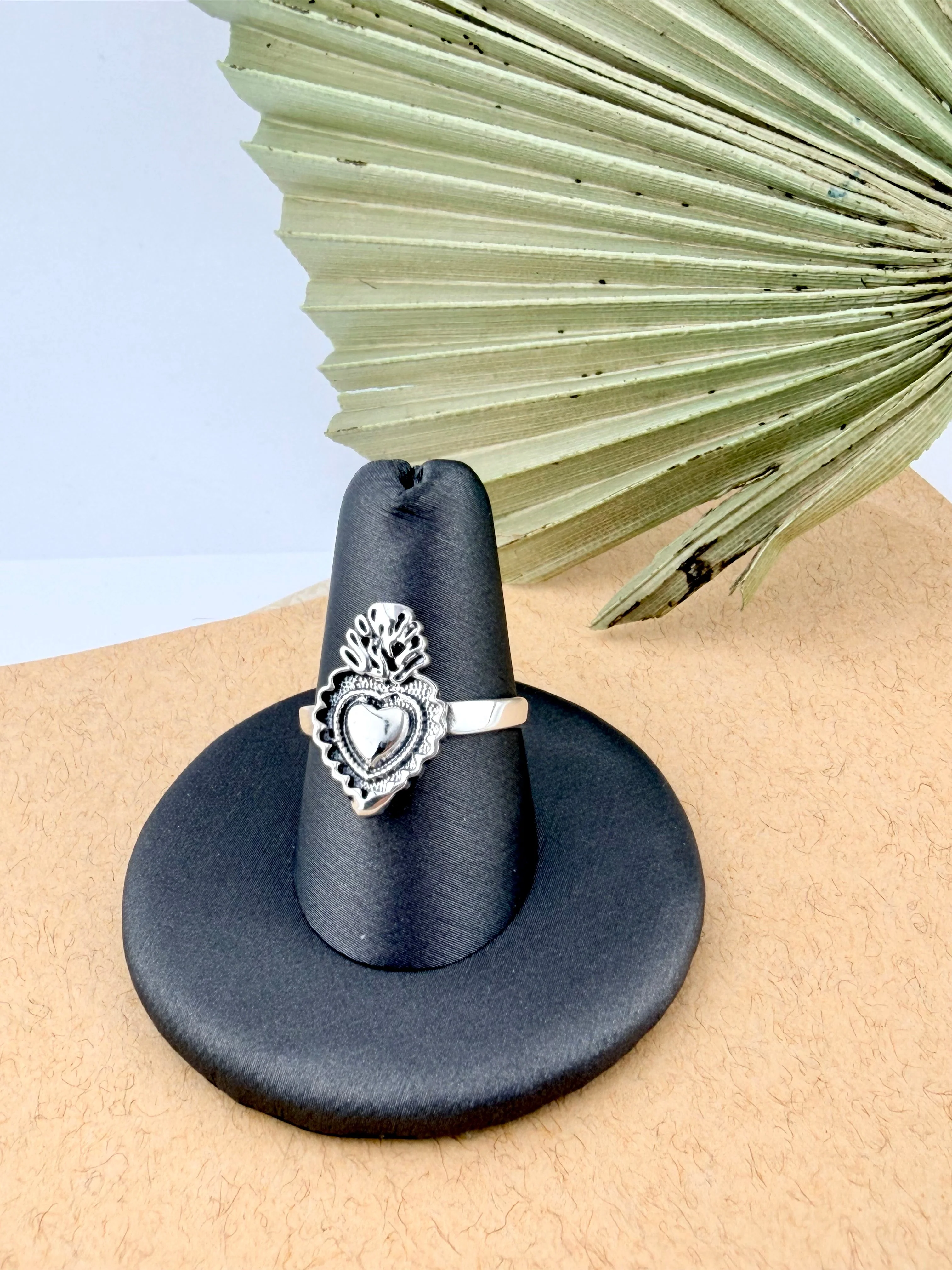 Silver Sterling 925 Sacred Heart Ring- Anillo Sagrado Corazón - Image 2