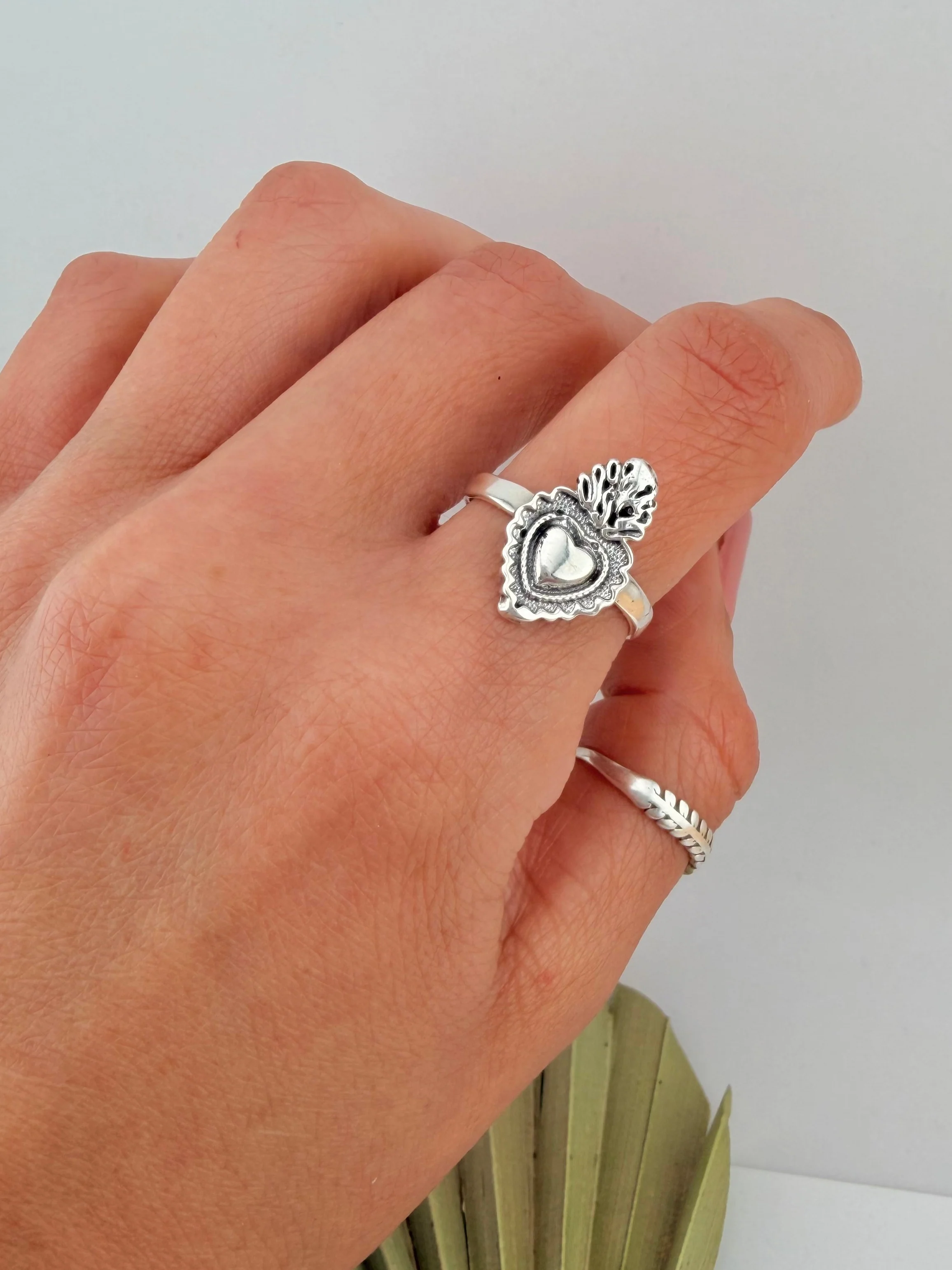 Silver Sterling 925 Sacred Heart Ring- Anillo Sagrado Corazón - Image 5
