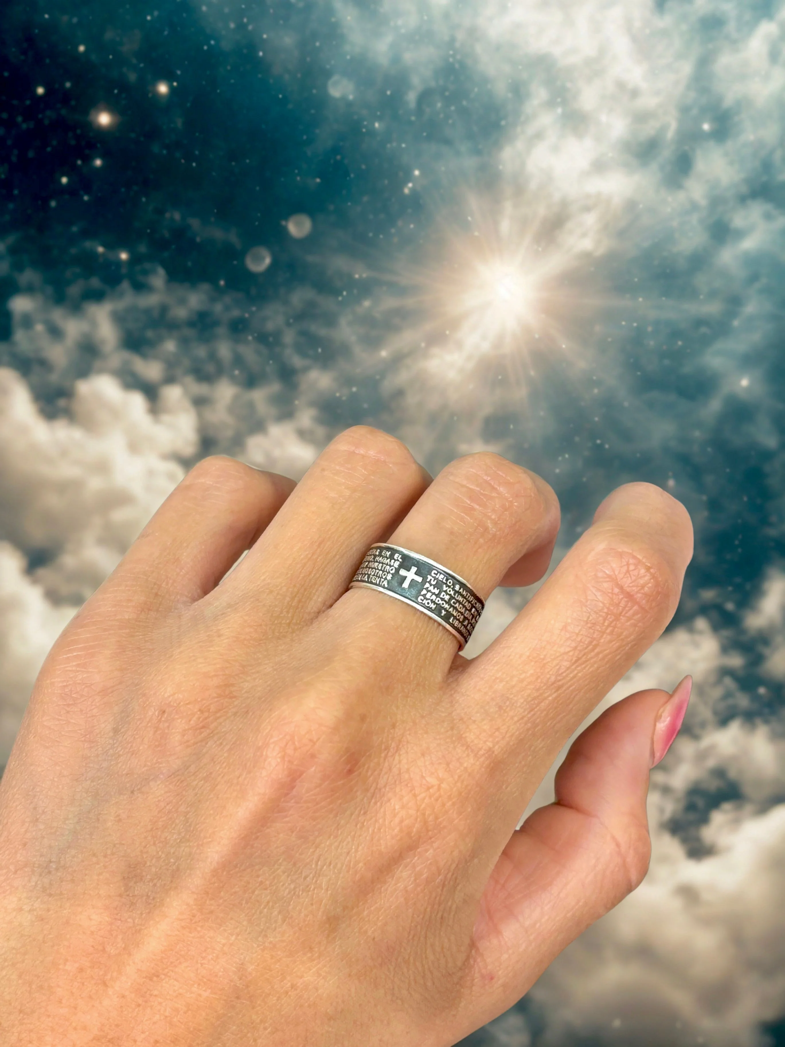 Sterling silver Lord’s Prayer | Anillos de plata 925 del padre nuestro | Silver 925 Unisex band ring - Image 4