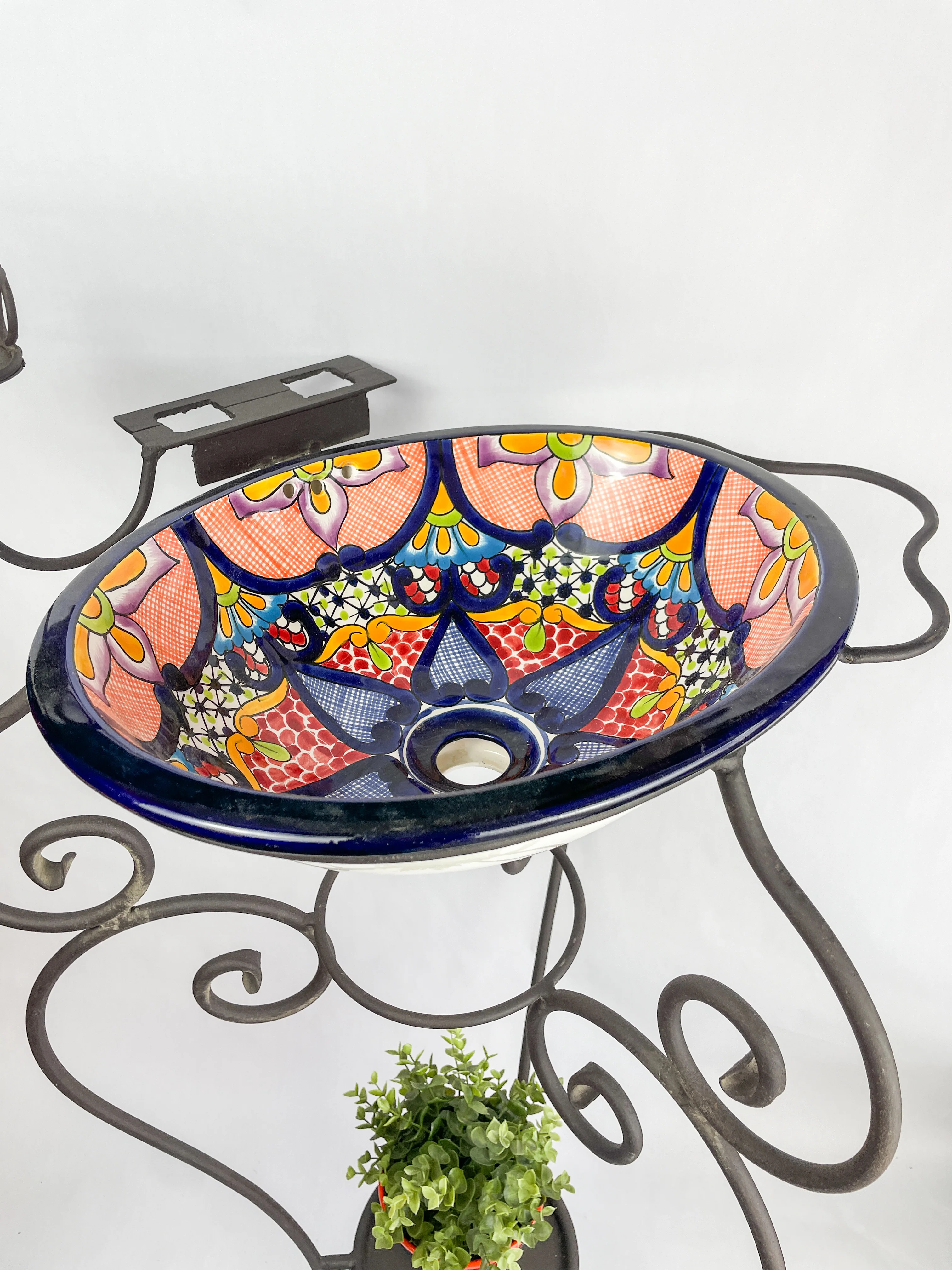 Mexican Talavera Sink w Stand Colorful - Lavabo Talavera Baño - Image 6