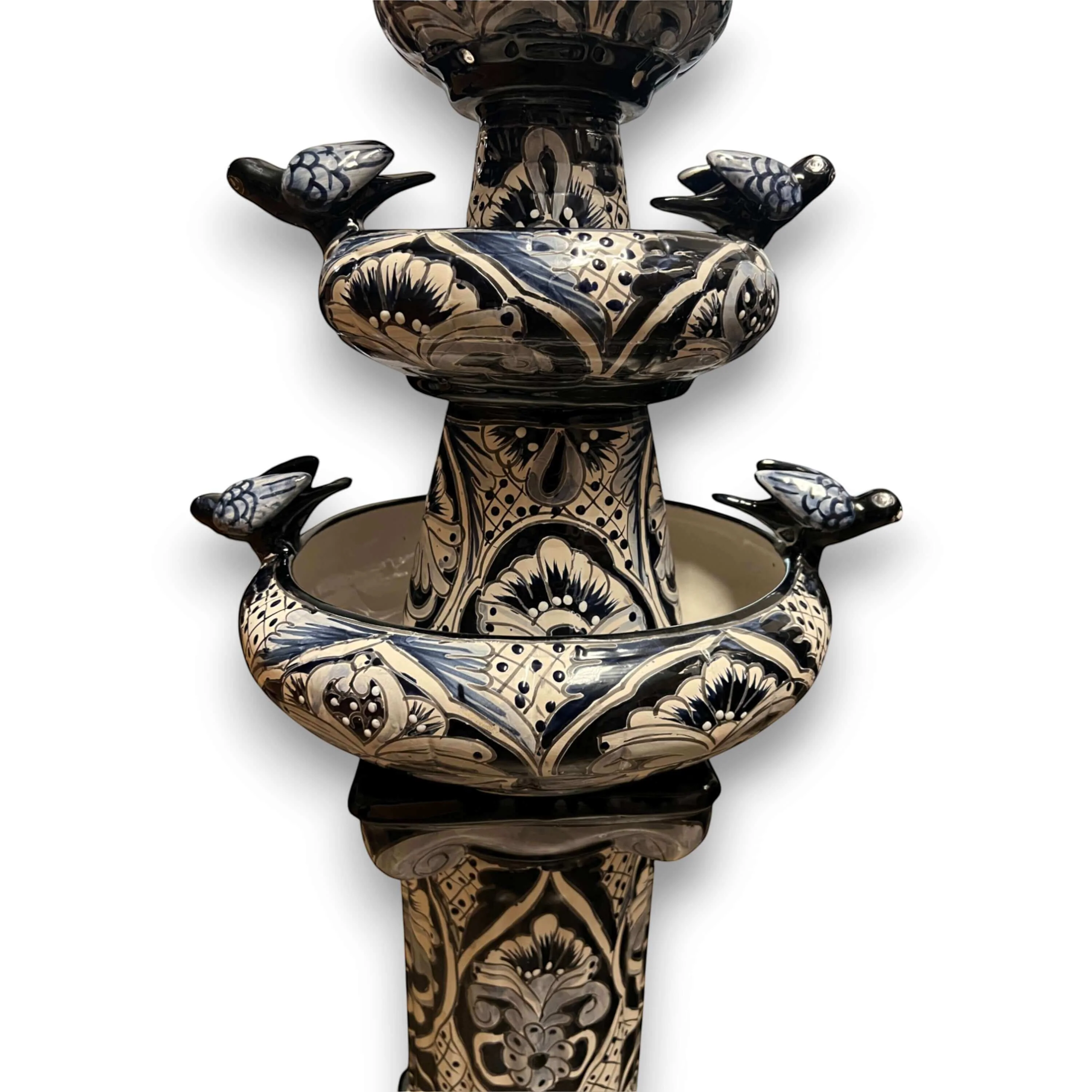 Talavera Blue & White Fountain | Authentic Mexican Ceramic Water Feature - Image 4