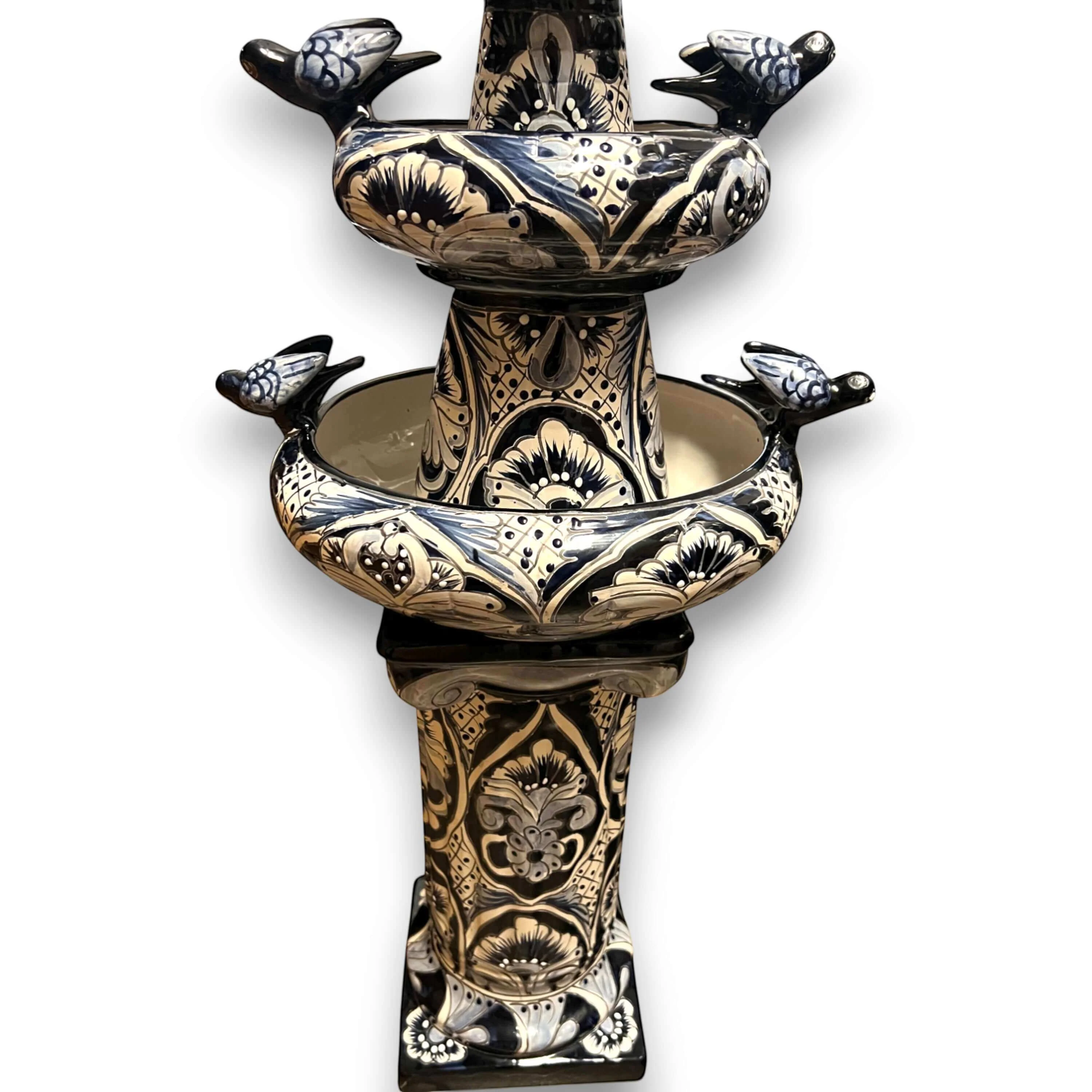 Talavera Blue & White Fountain | Authentic Mexican Ceramic Water Feature - Image 5