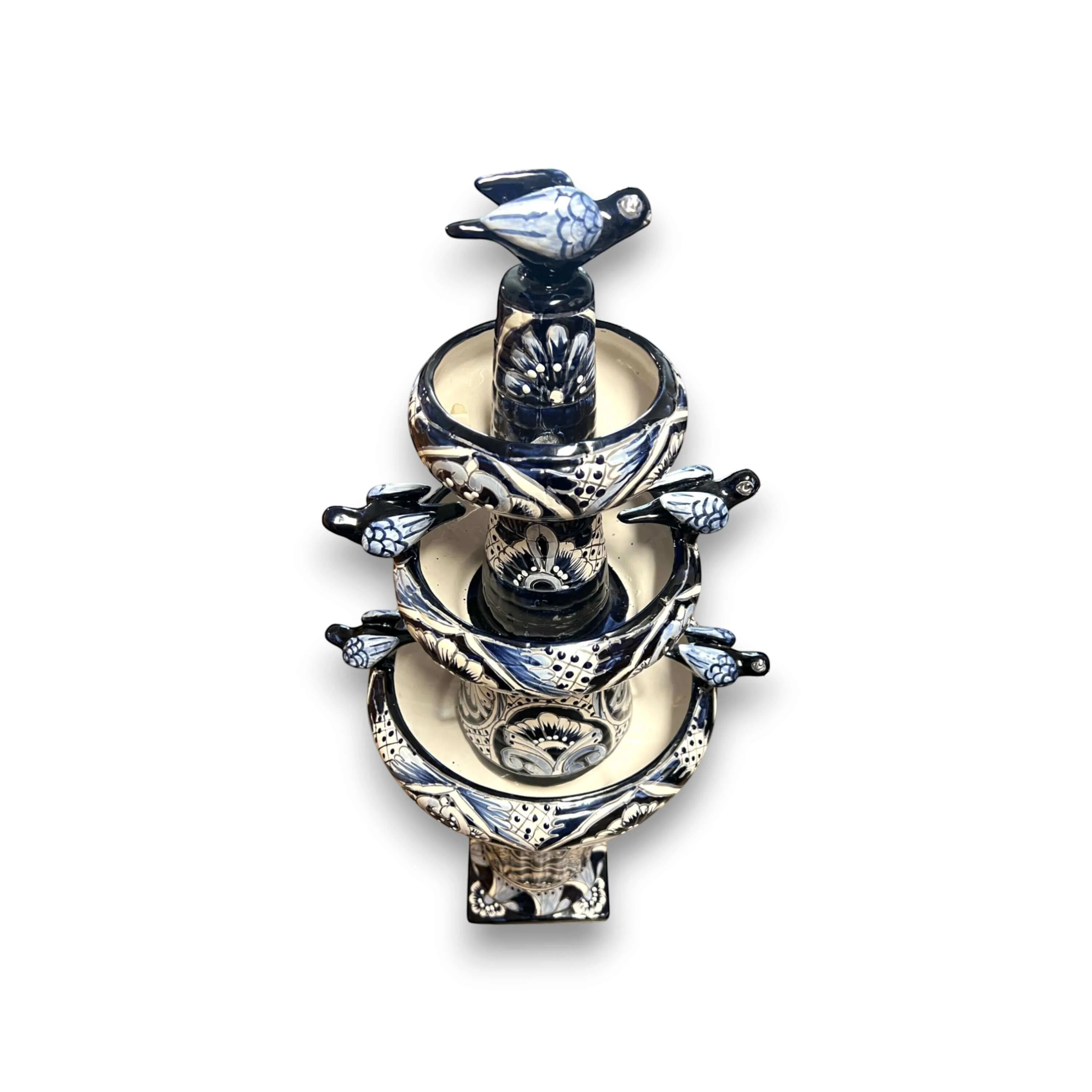 Talavera Blue & White Fountain | Authentic Mexican Ceramic Water Feature - Image 6