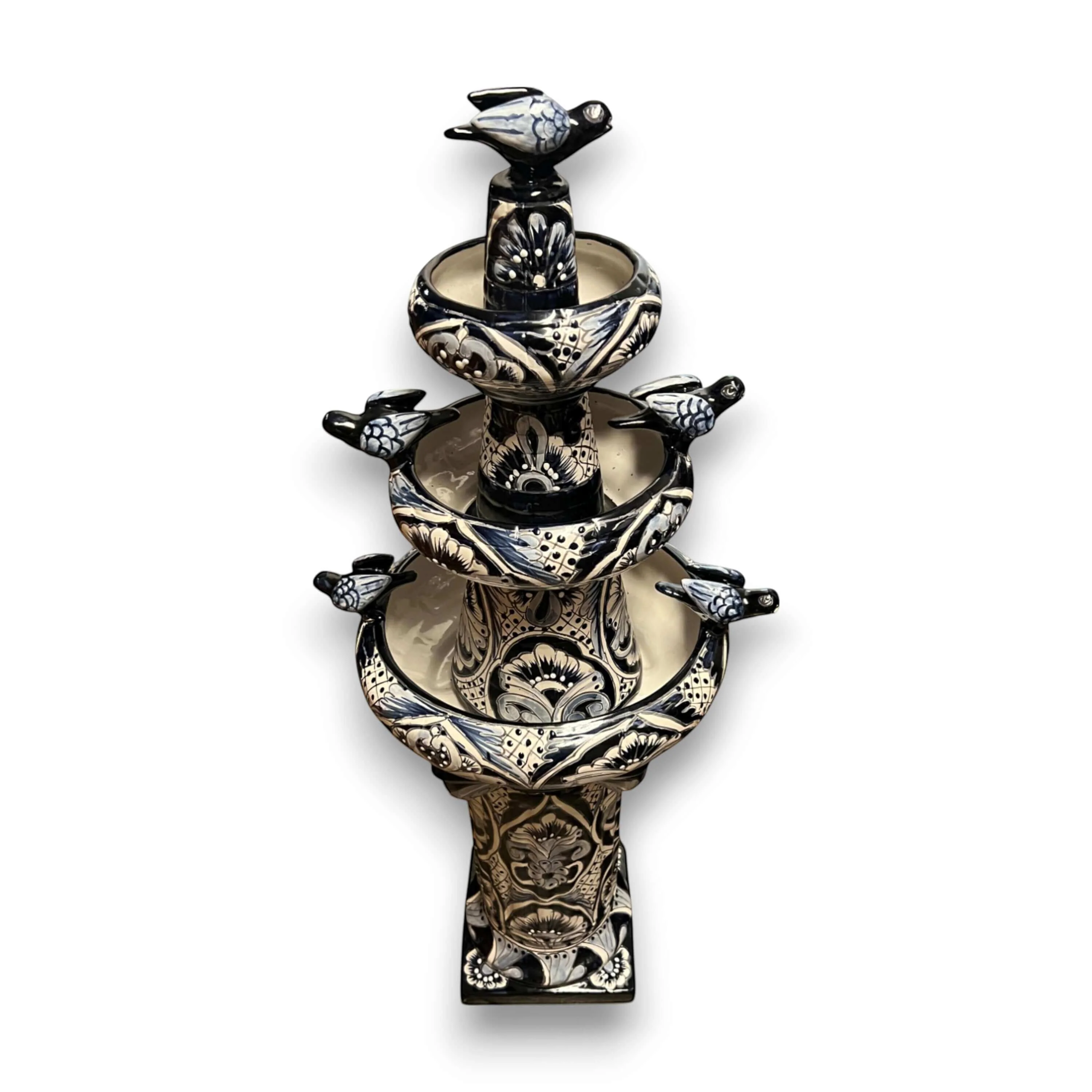 Talavera Blue & White Fountain | Authentic Mexican Ceramic Water Feature - Image 8